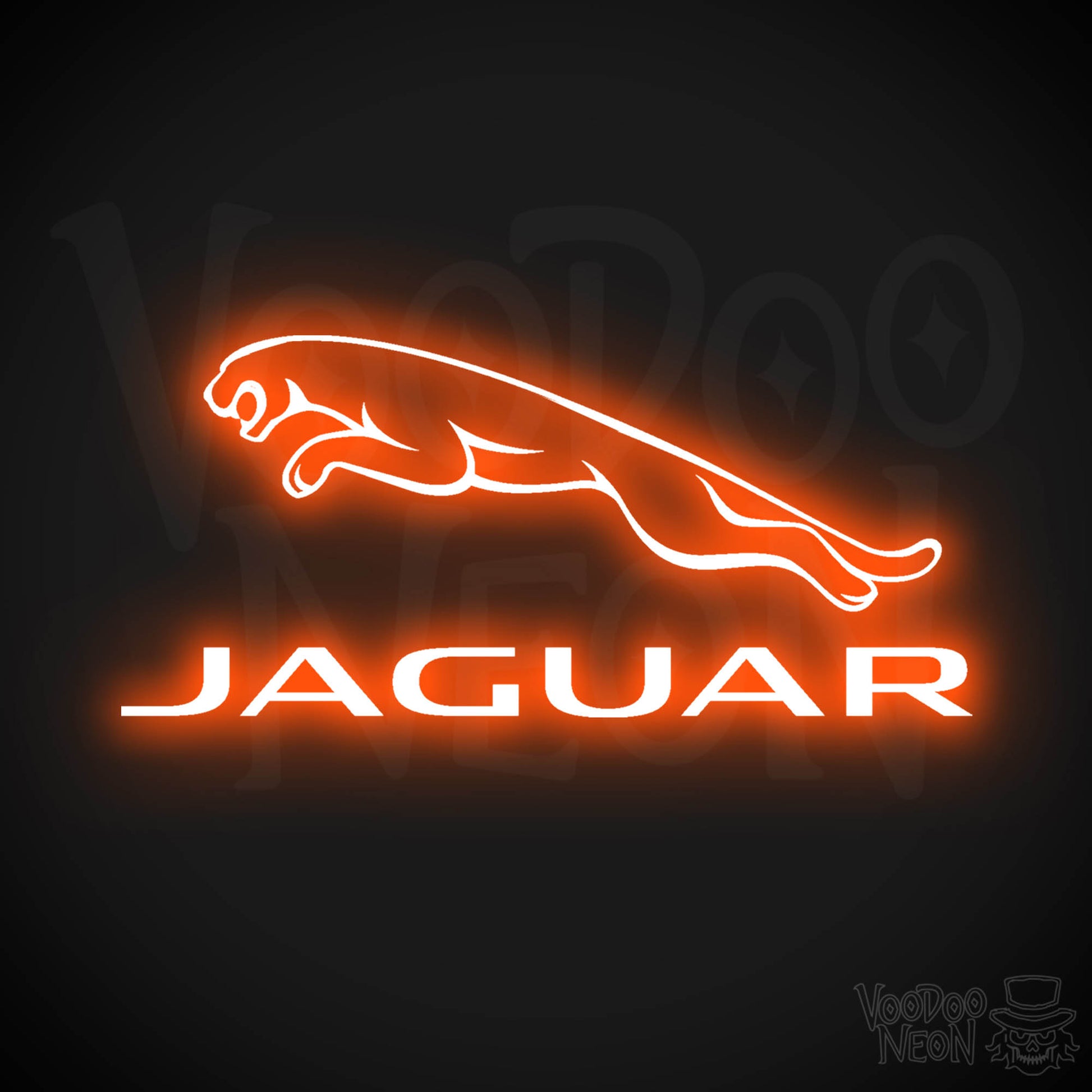 Jaguar Neon Sign - Neon Jaguar Sign| Jaguar Logo Wall Art - Color Orange