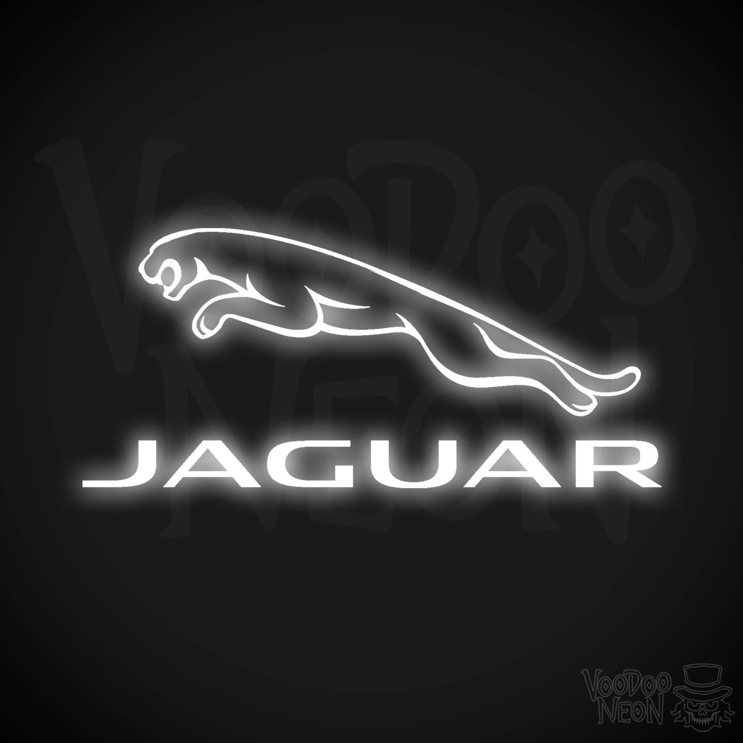 Jaguar Neon Sign - Neon Jaguar Sign| Jaguar Logo Wall Art - Color White