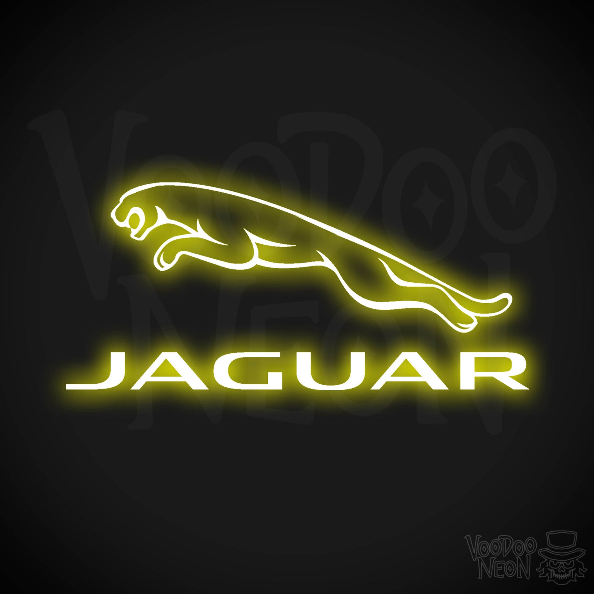 Jaguar Neon Sign - Neon Jaguar Sign| Jaguar Logo Wall Art - Color Yellow