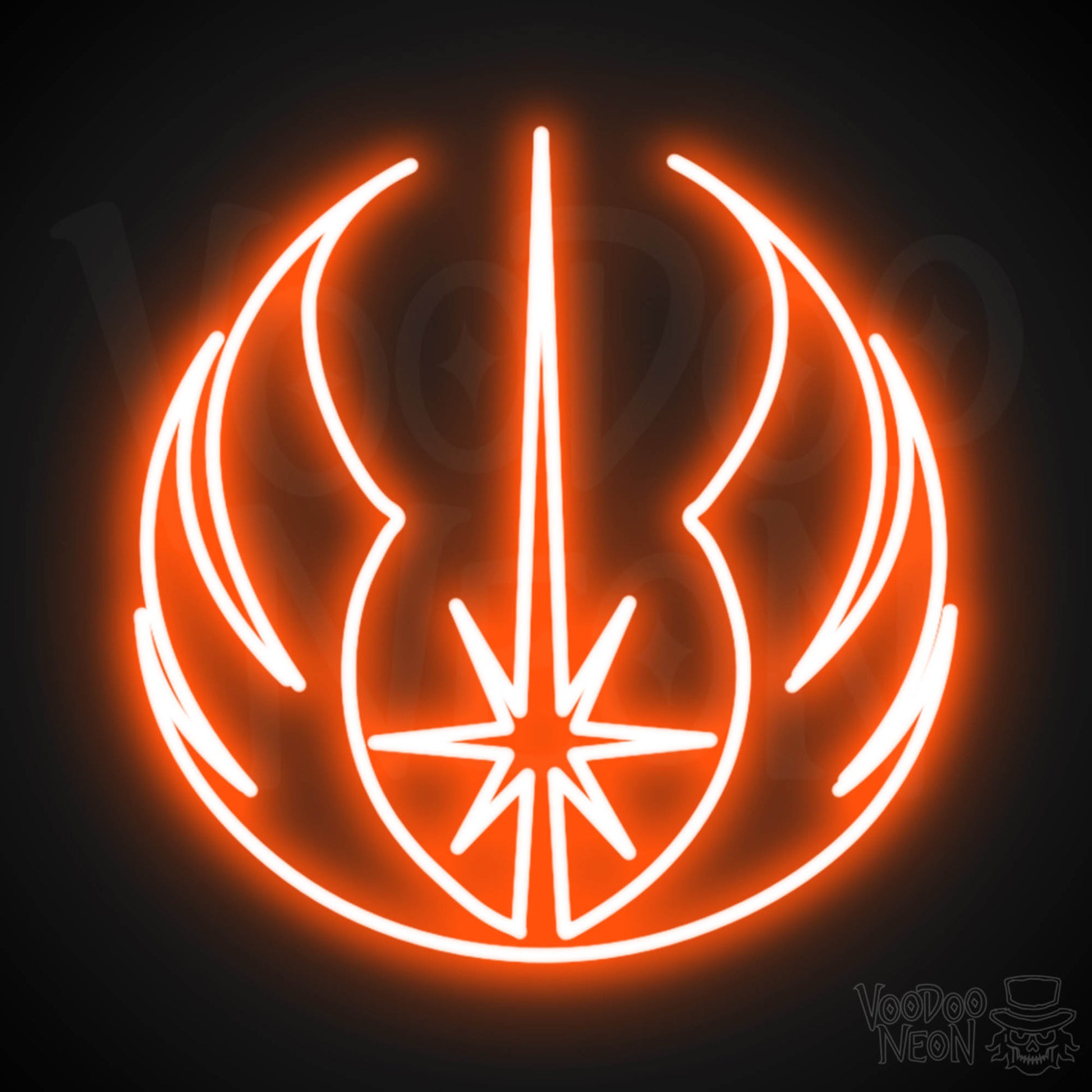 Jedi Neon Sign - Neon Jedi Sign - Jedi Wall Art - Color Orange