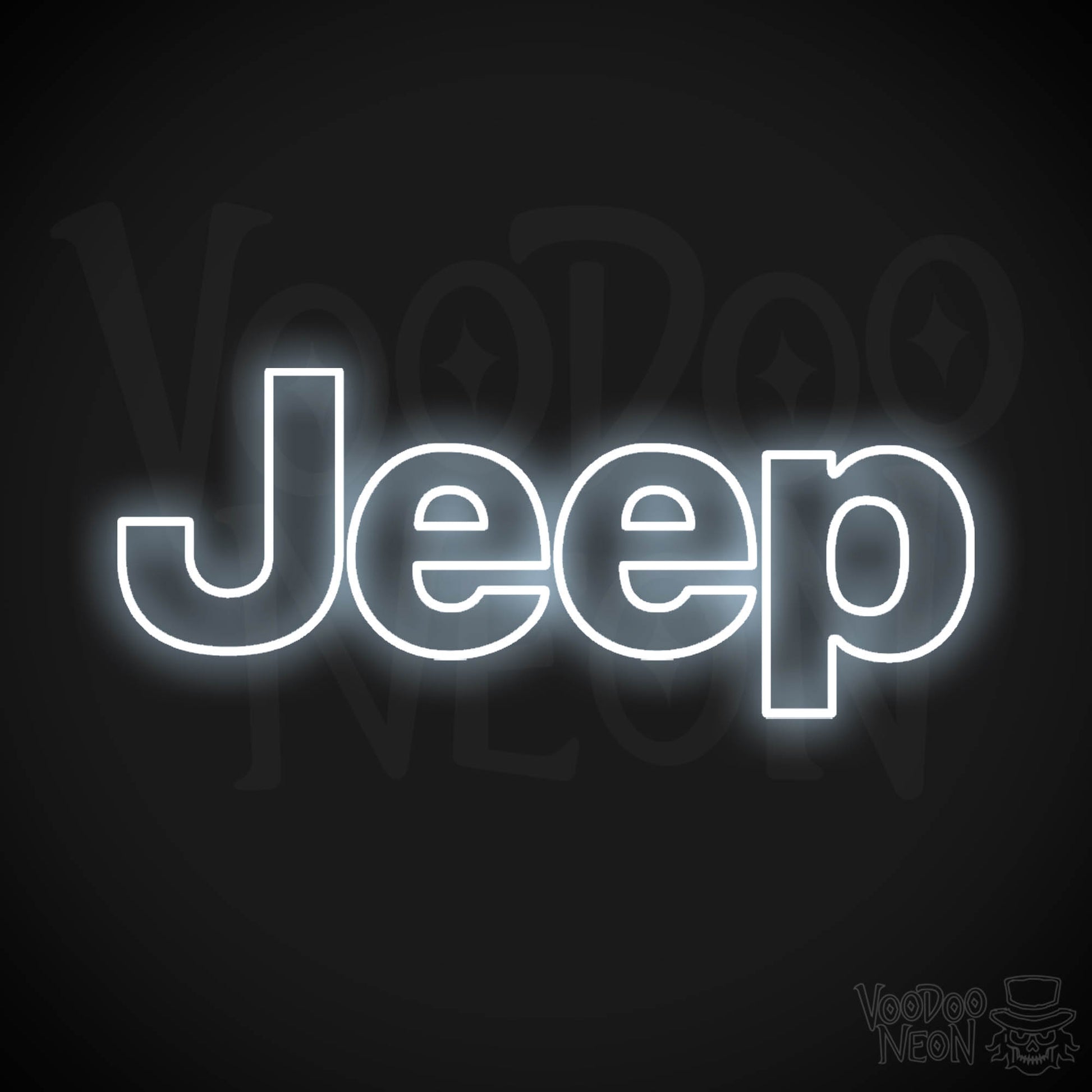 Jeep Neon Sign - Neon Jeep Sign - Jeep Logo Wall Art - Color Cool White
