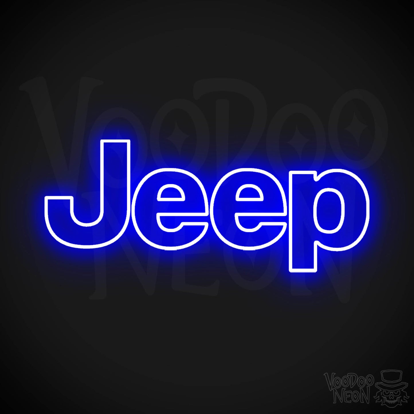 Jeep Neon Sign - Neon Jeep Sign - Jeep Logo Wall Art - Color Dark Blue