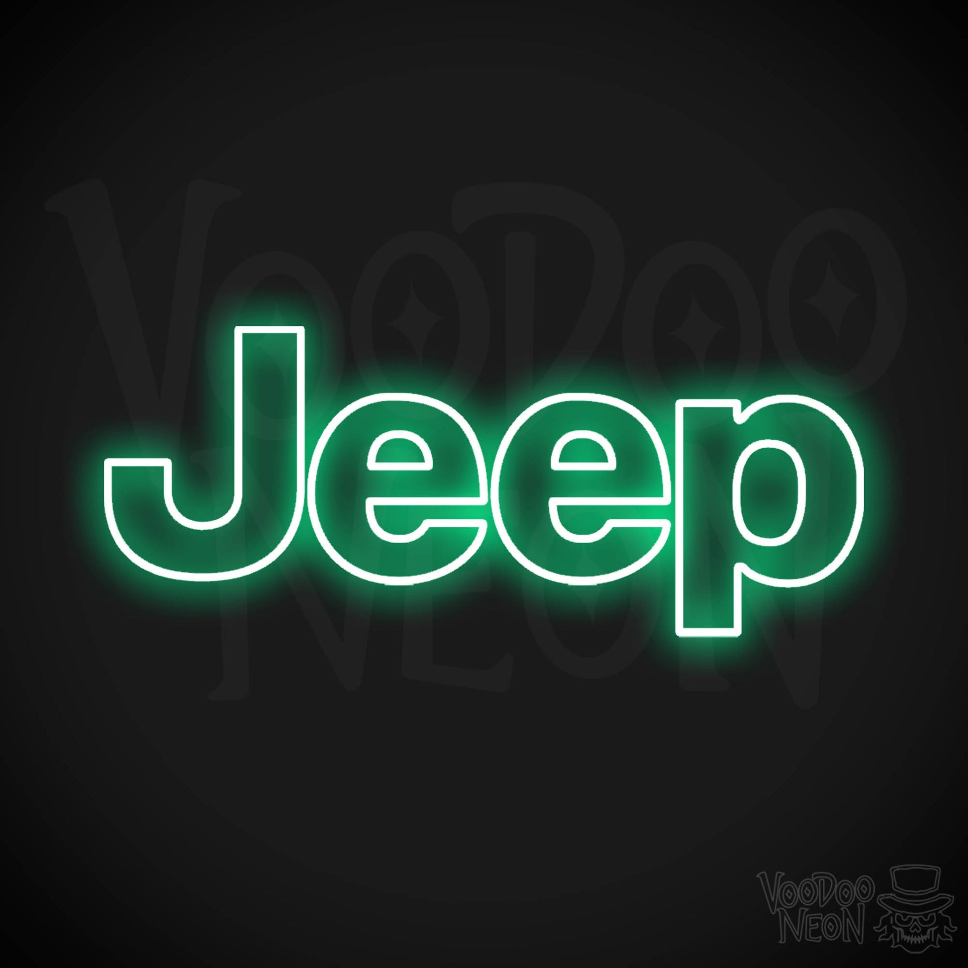 Jeep Neon Sign - Neon Jeep Sign - Jeep Logo Wall Art - Color Green