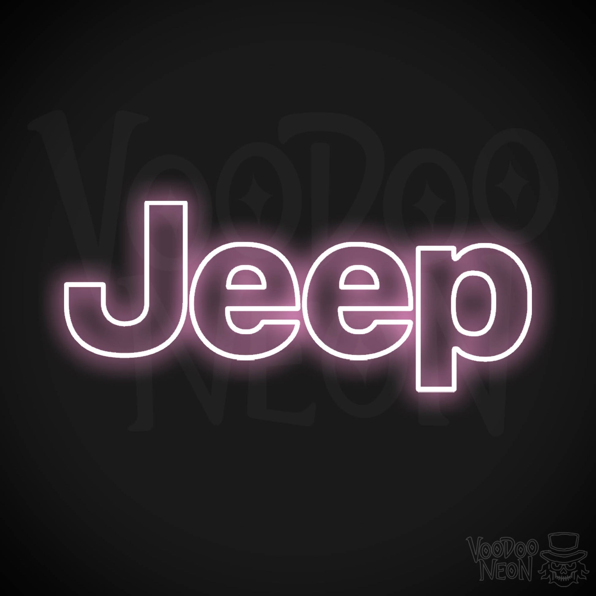 Jeep Neon Sign - Neon Jeep Sign - Jeep Logo Wall Art - Color Light Pink
