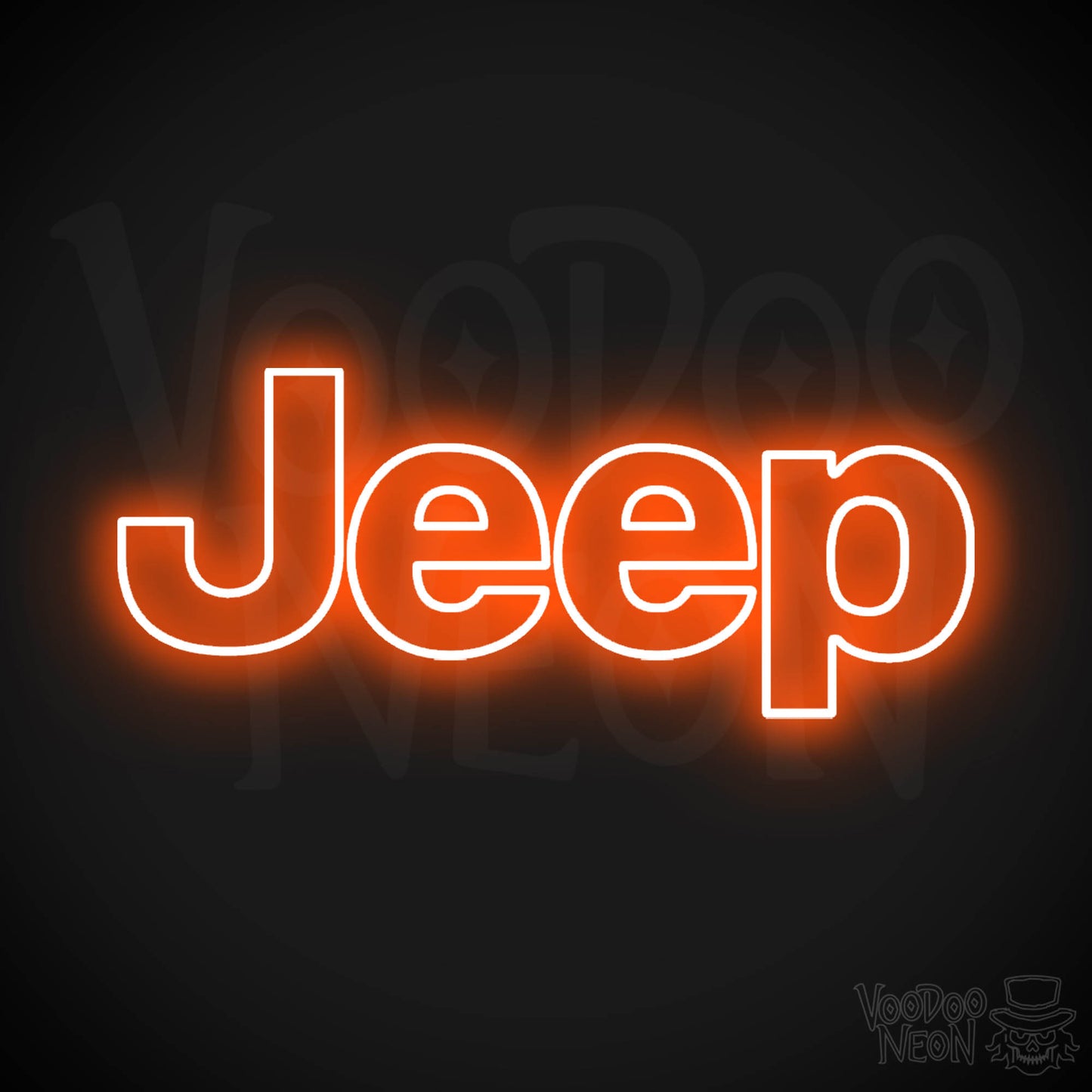 Jeep Neon Sign - Neon Jeep Sign - Jeep Logo Wall Art - Color Orange