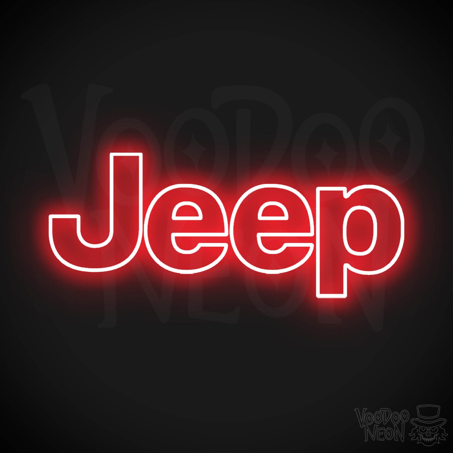 Jeep Neon Sign - Neon Jeep Sign - Jeep Logo Wall Art - Color Red