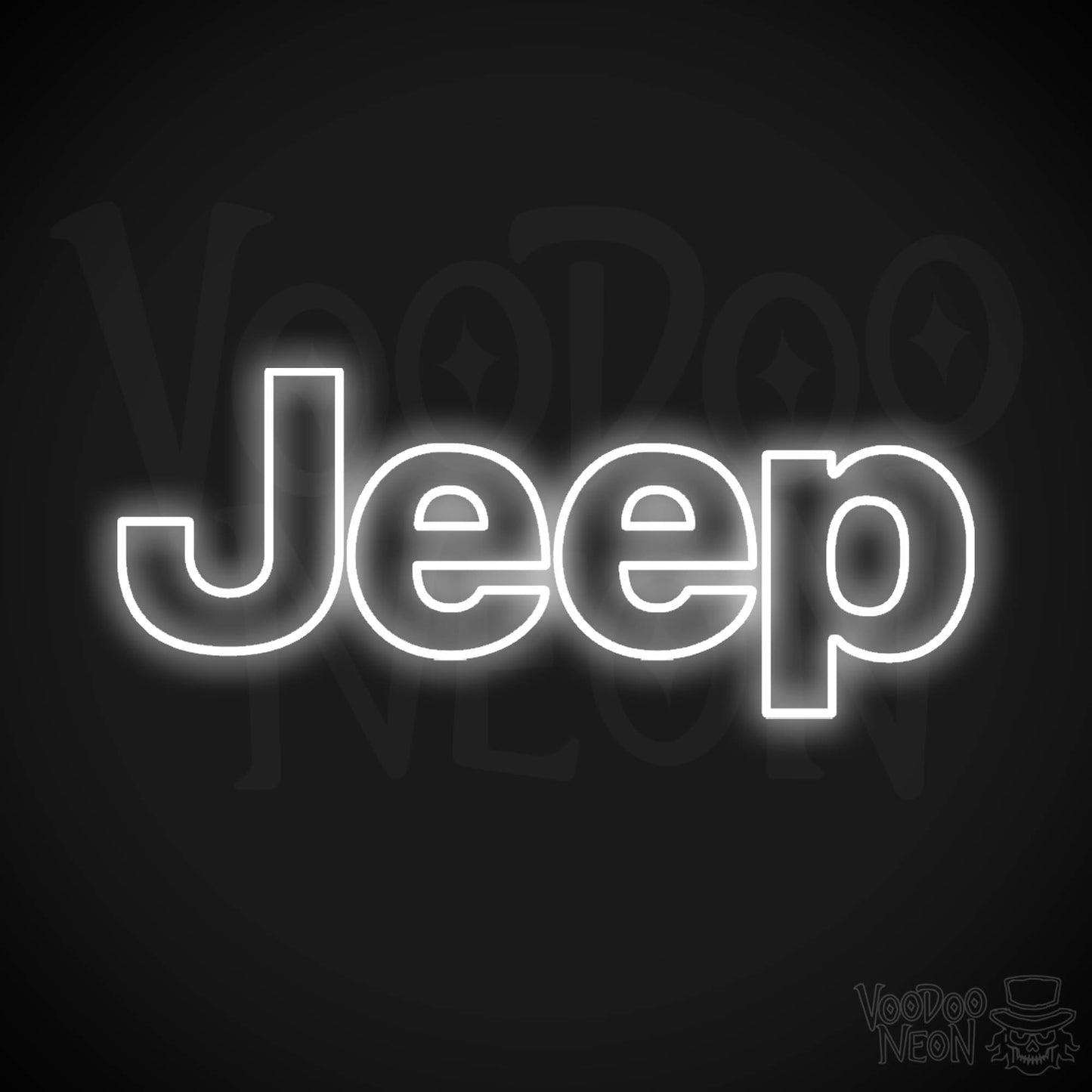 Jeep Neon Sign - Neon Jeep Sign - Jeep Logo Wall Art - Color White