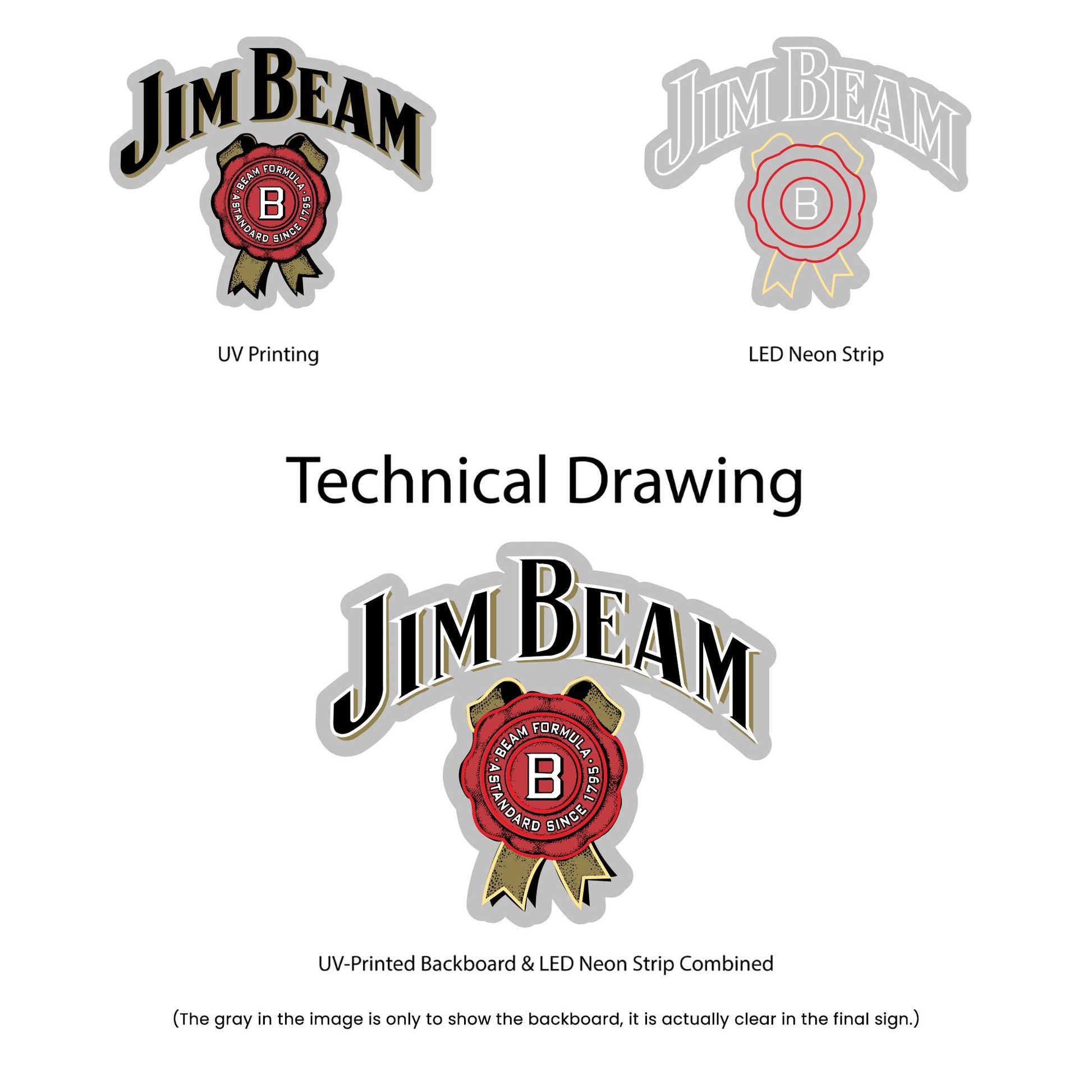 Jim Beam neon sign - Technical Drawing