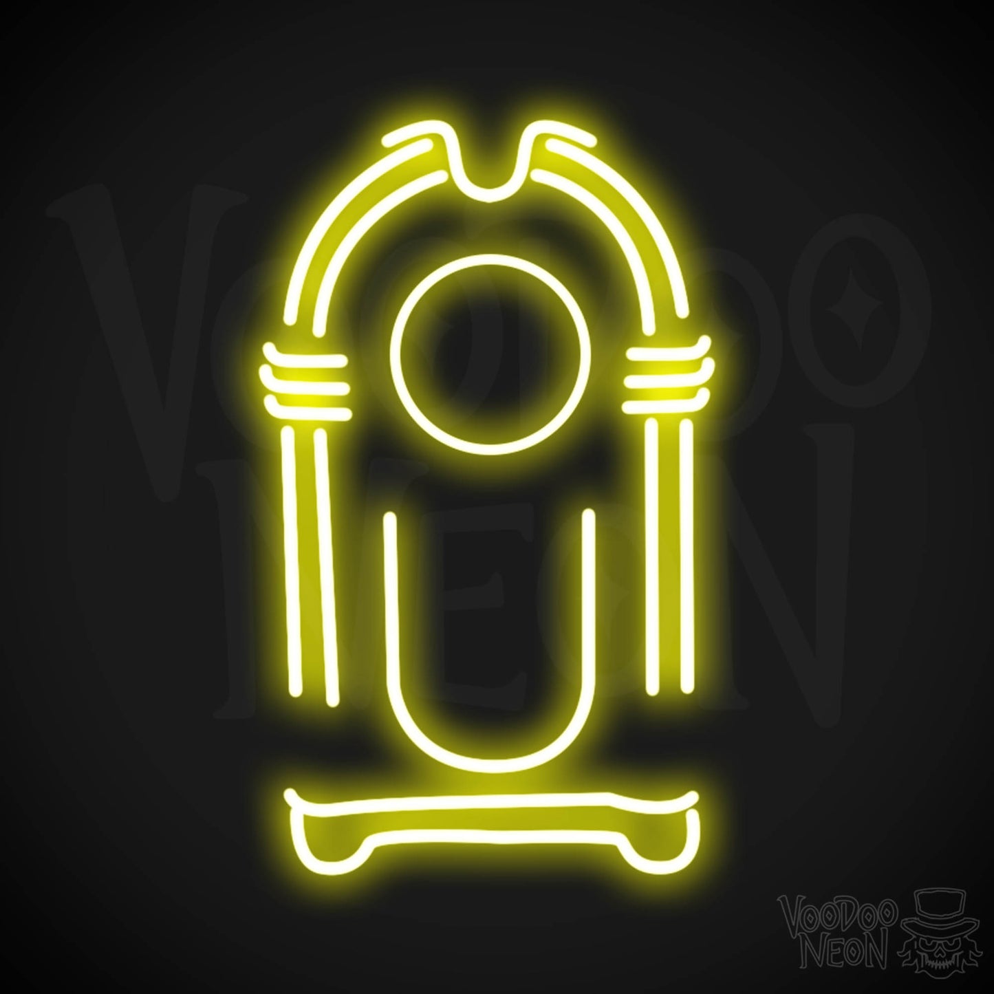 Jukebox Neon Sign - Neon Jukebox Sign - Wall Art - LED Lights - Color Yellow