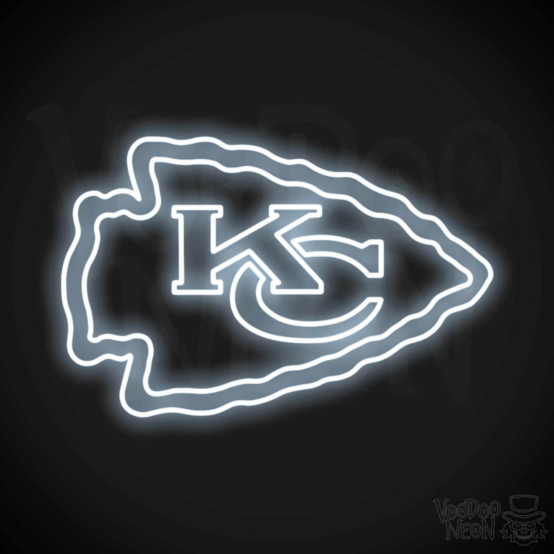 Kansas City Chiefs Neon Sign - Kansas City Chiefs Sign - Neon Chiefs Logo Wall Art - Color Cool White
