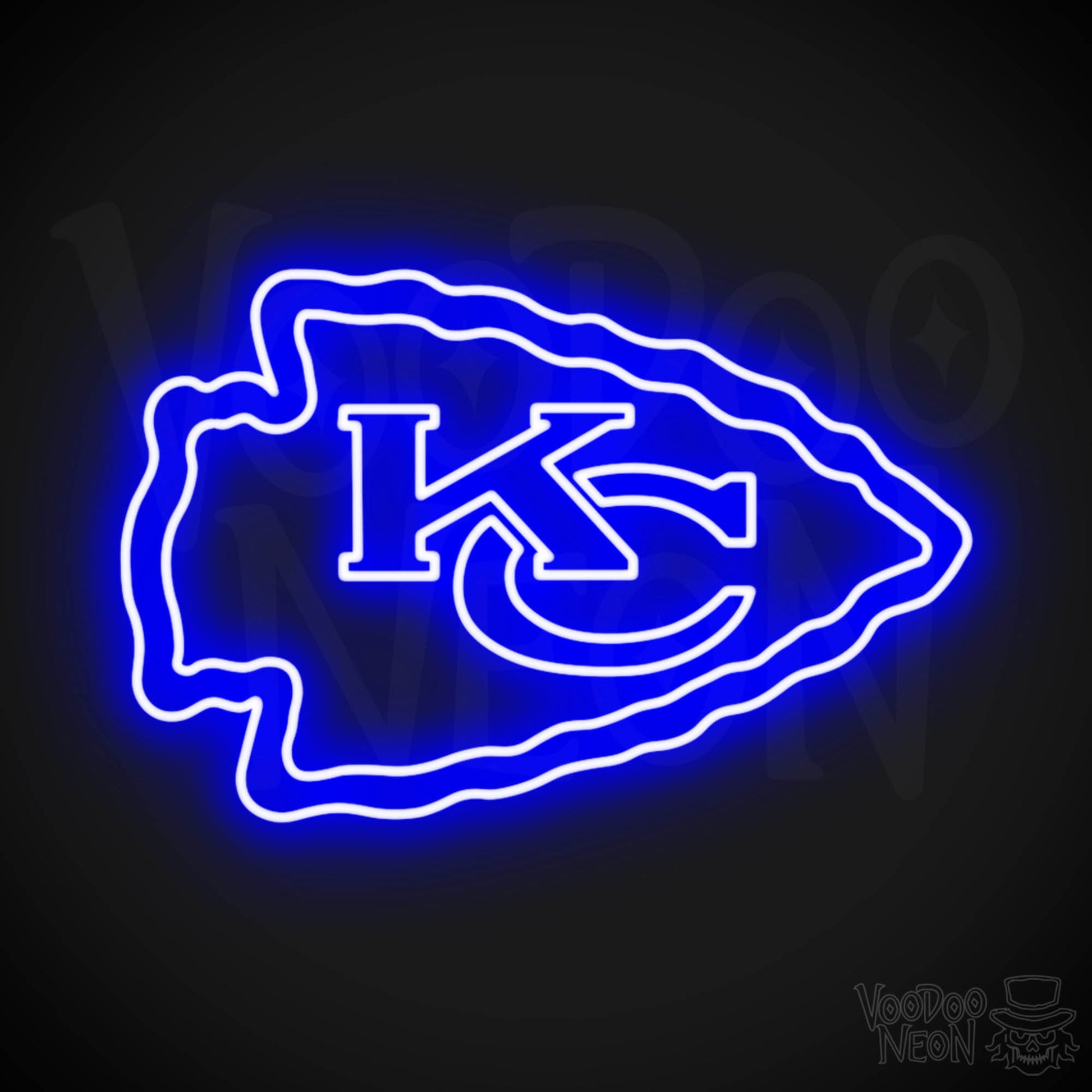 Kansas City Chiefs Neon Sign - Kansas City Chiefs Sign - Neon Chiefs Logo Wall Art - Color Dark Blue