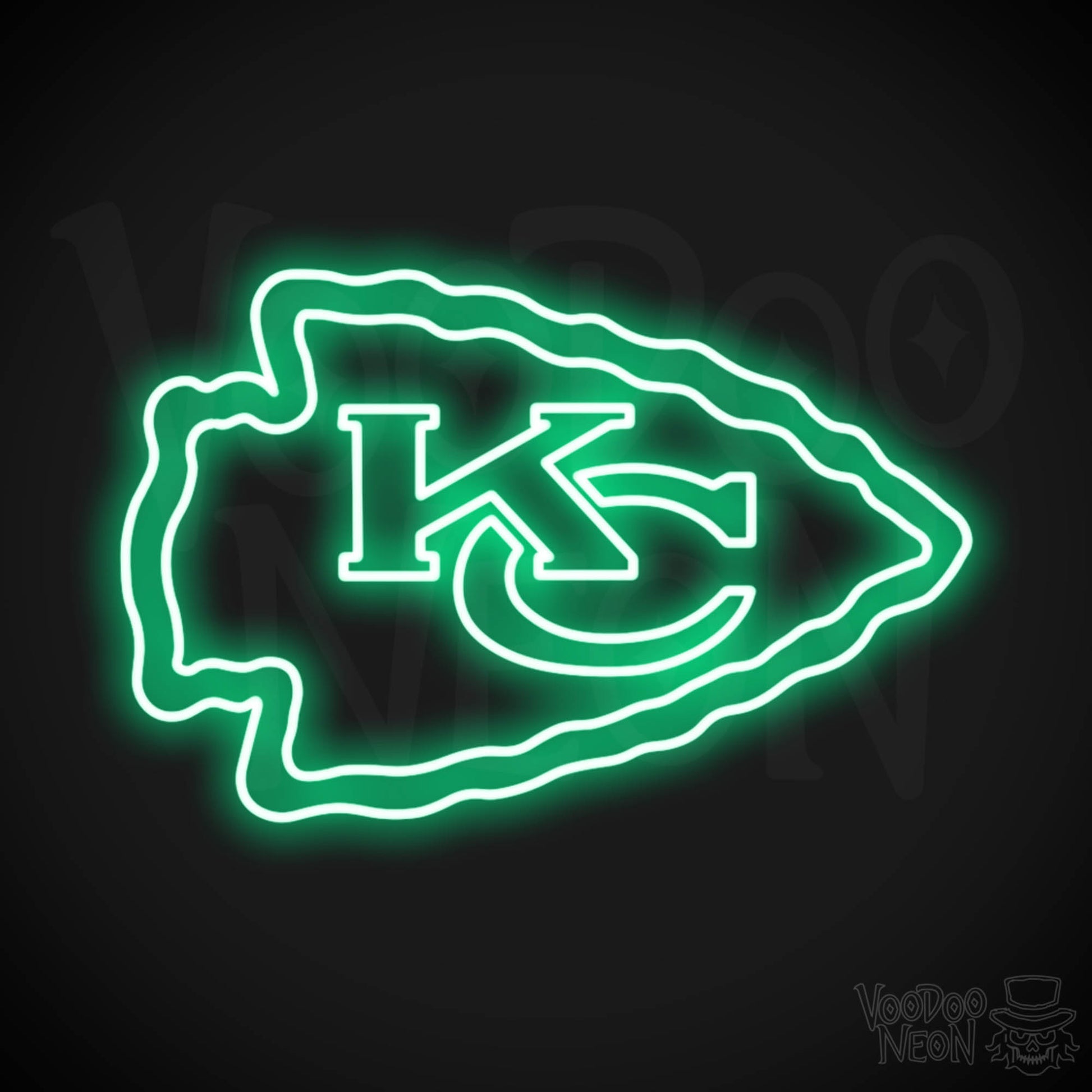 Kansas City Chiefs Neon Sign - Kansas City Chiefs Sign - Neon Chiefs Logo Wall Art - Color Green
