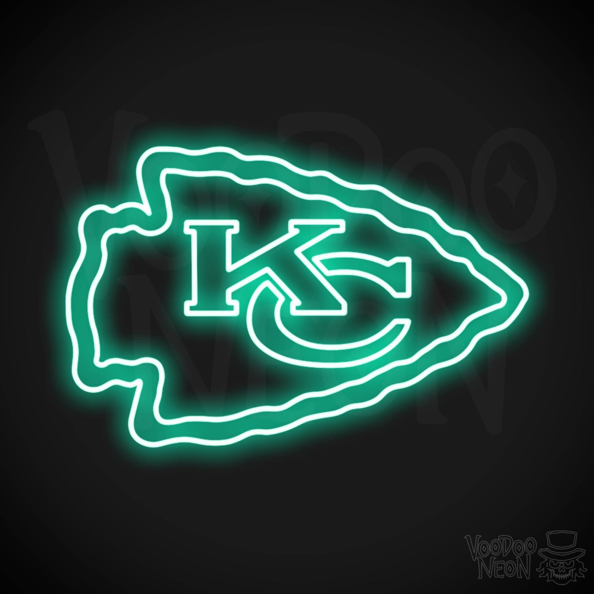 Kansas City Chiefs Neon Sign - Kansas City Chiefs Sign - Neon Chiefs Logo Wall Art - Color Light Green
