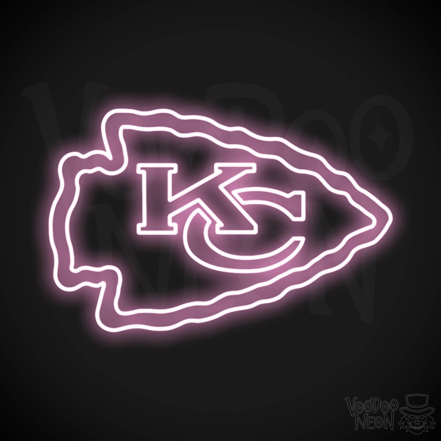 Kansas City Chiefs Neon Sign - Kansas City Chiefs Sign - Neon Chiefs Logo Wall Art - Color Light Pink