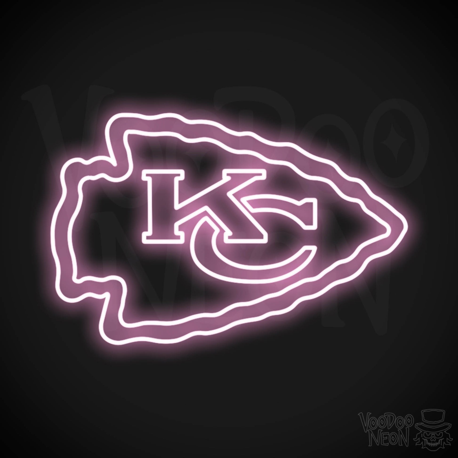 Kansas City Chiefs Neon Sign - Kansas City Chiefs Sign - Neon Chiefs Logo Wall Art - Color Light Pink