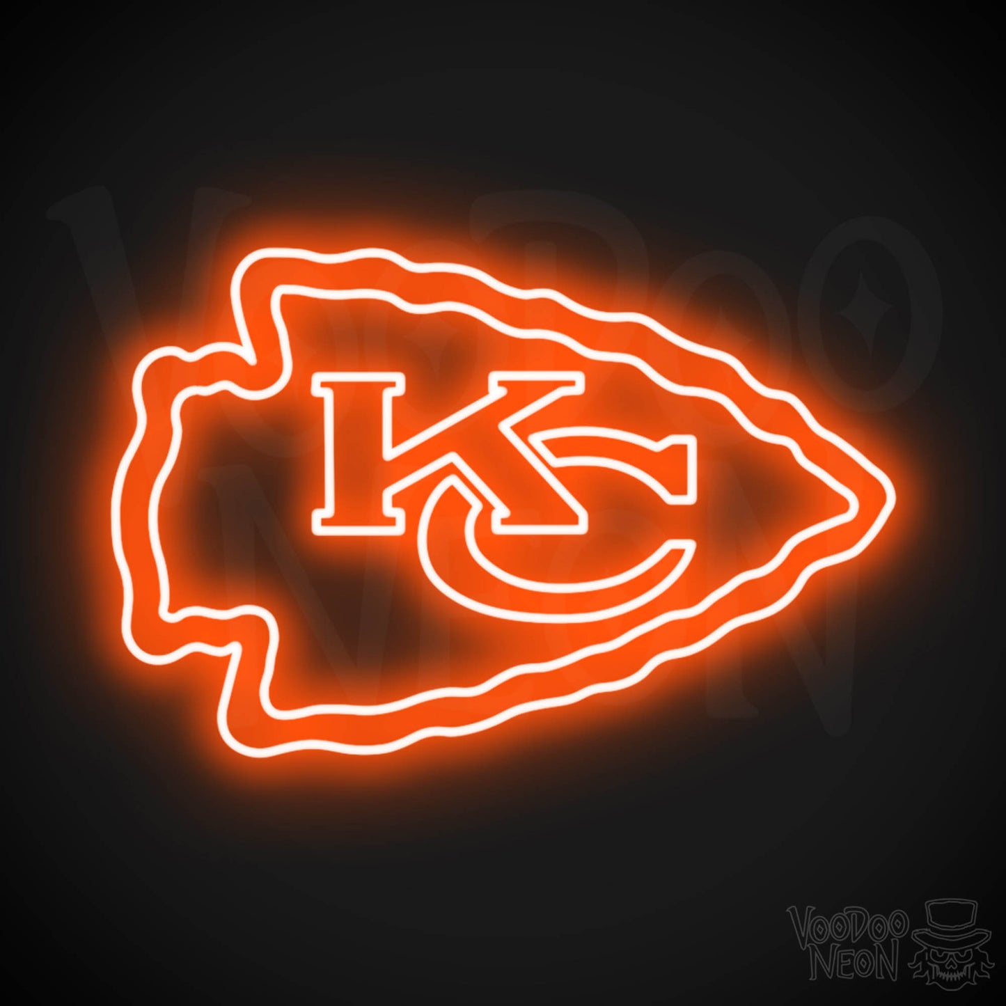 Kansas City Chiefs Neon Sign - Kansas City Chiefs Sign - Neon Chiefs Logo Wall Art - Color Orange