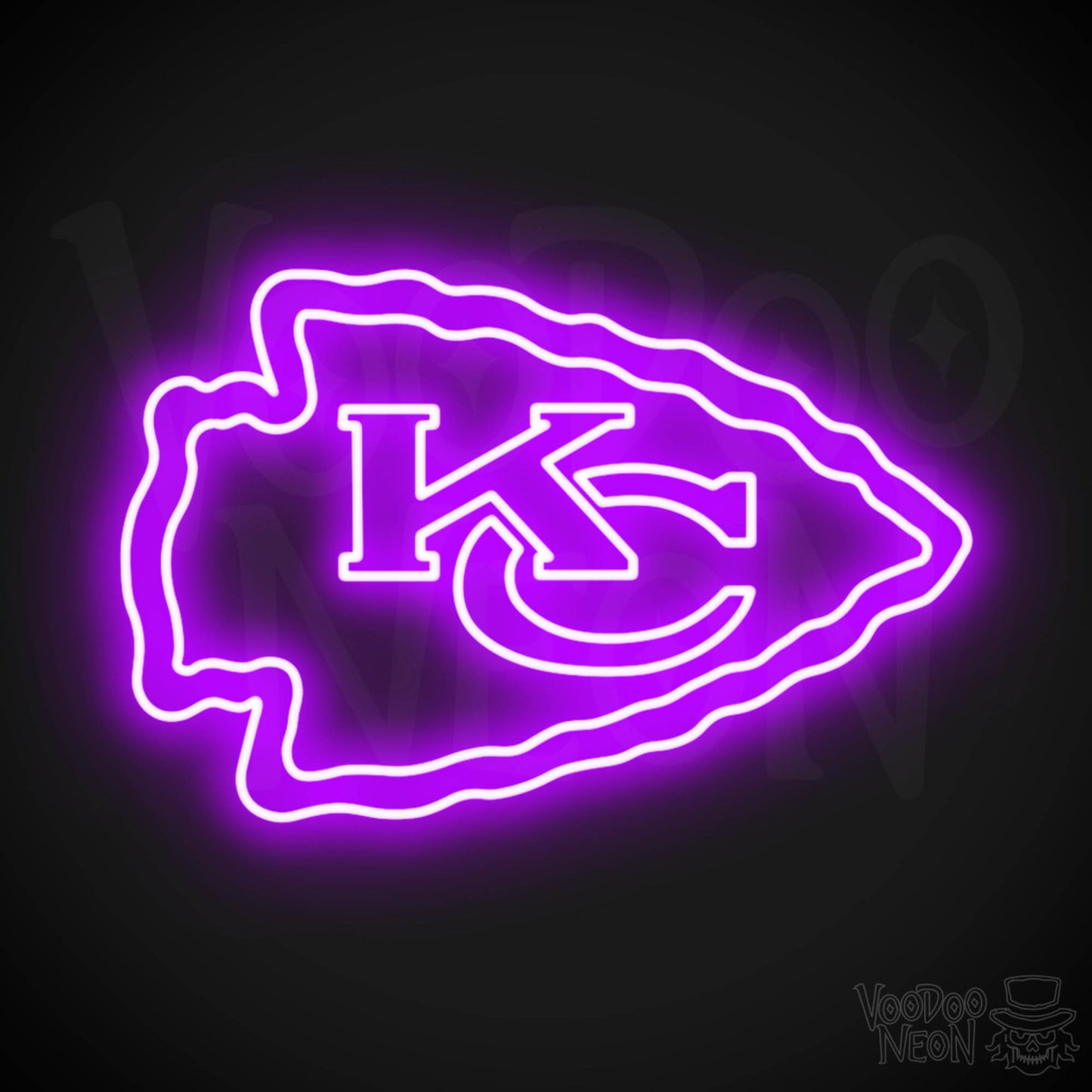 Kansas City Chiefs Neon Sign - Kansas City Chiefs Sign - Neon Chiefs Logo Wall Art - Color Purple