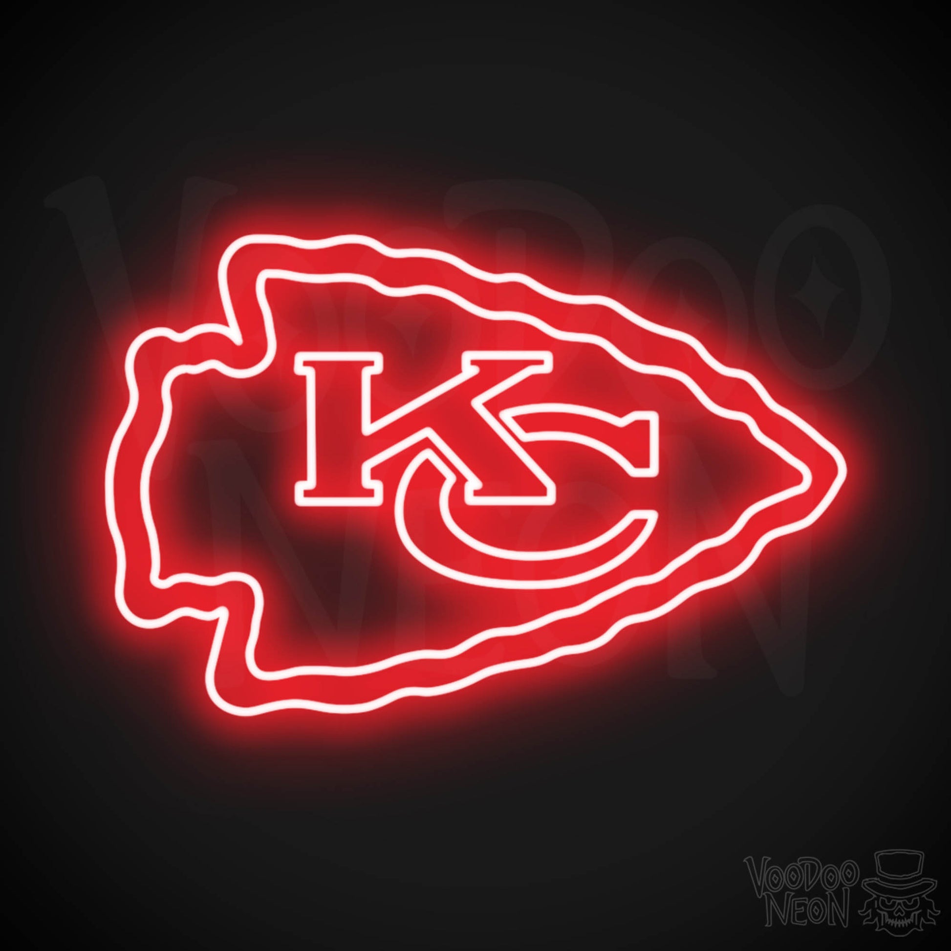 Kansas City Chiefs Neon Sign - Kansas City Chiefs Sign - Neon Chiefs Logo Wall Art - Color Red