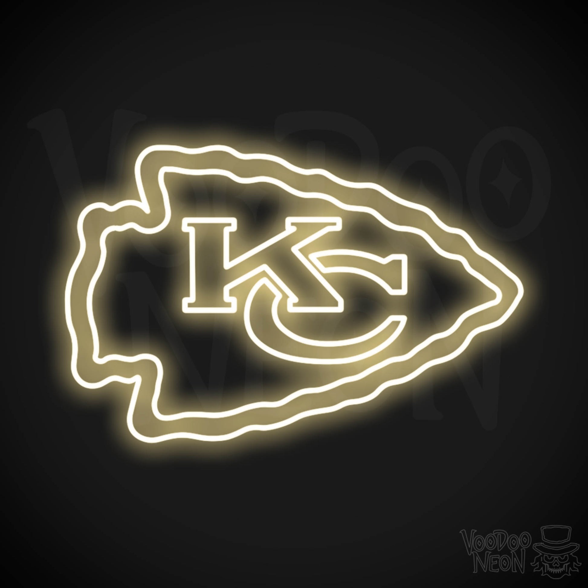 Kansas City Chiefs Neon Sign - Kansas City Chiefs Sign - Neon Chiefs Logo Wall Art - Color Warm White
