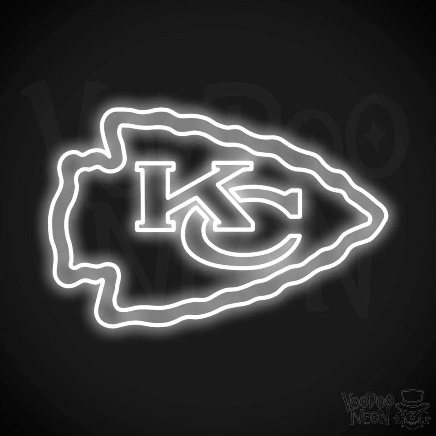Kansas City Chiefs Neon Sign - Kansas City Chiefs Sign - Neon Chiefs Logo Wall Art - Color White