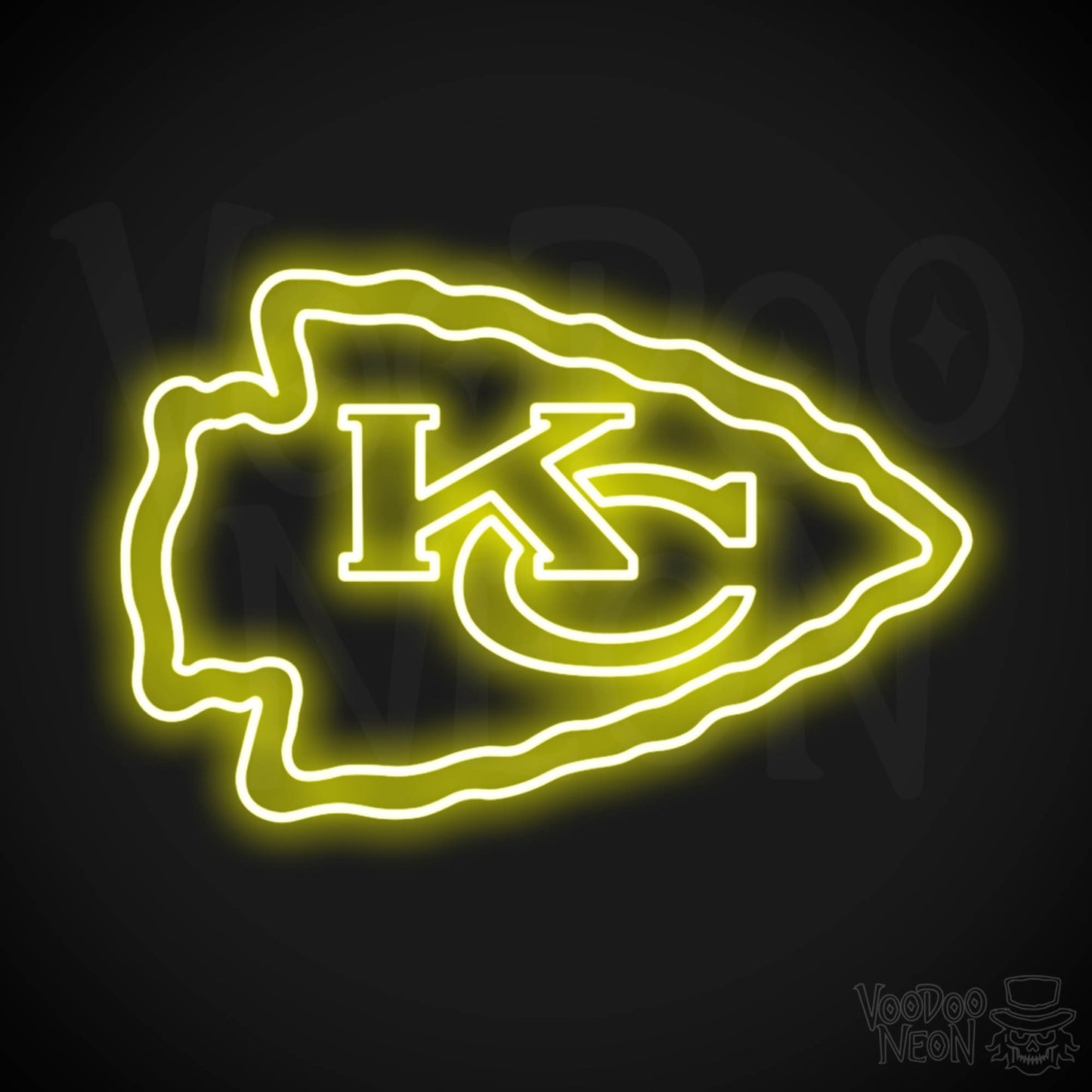 Kansas City Chiefs Neon Sign - Kansas City Chiefs Sign - Neon Chiefs Logo Wall Art - Color Yellow