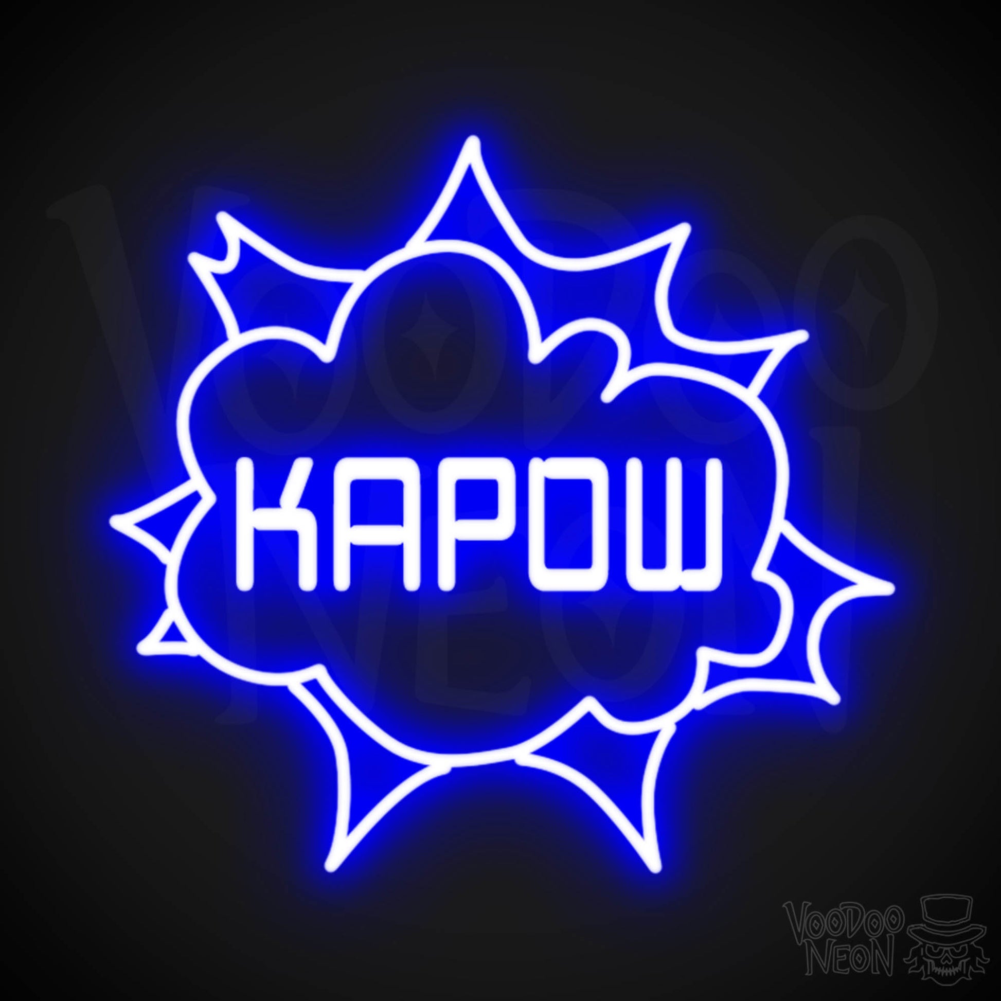 Kapow Neon Sign - Neon Kapow Sign - Wall Art - Color Dark Blue