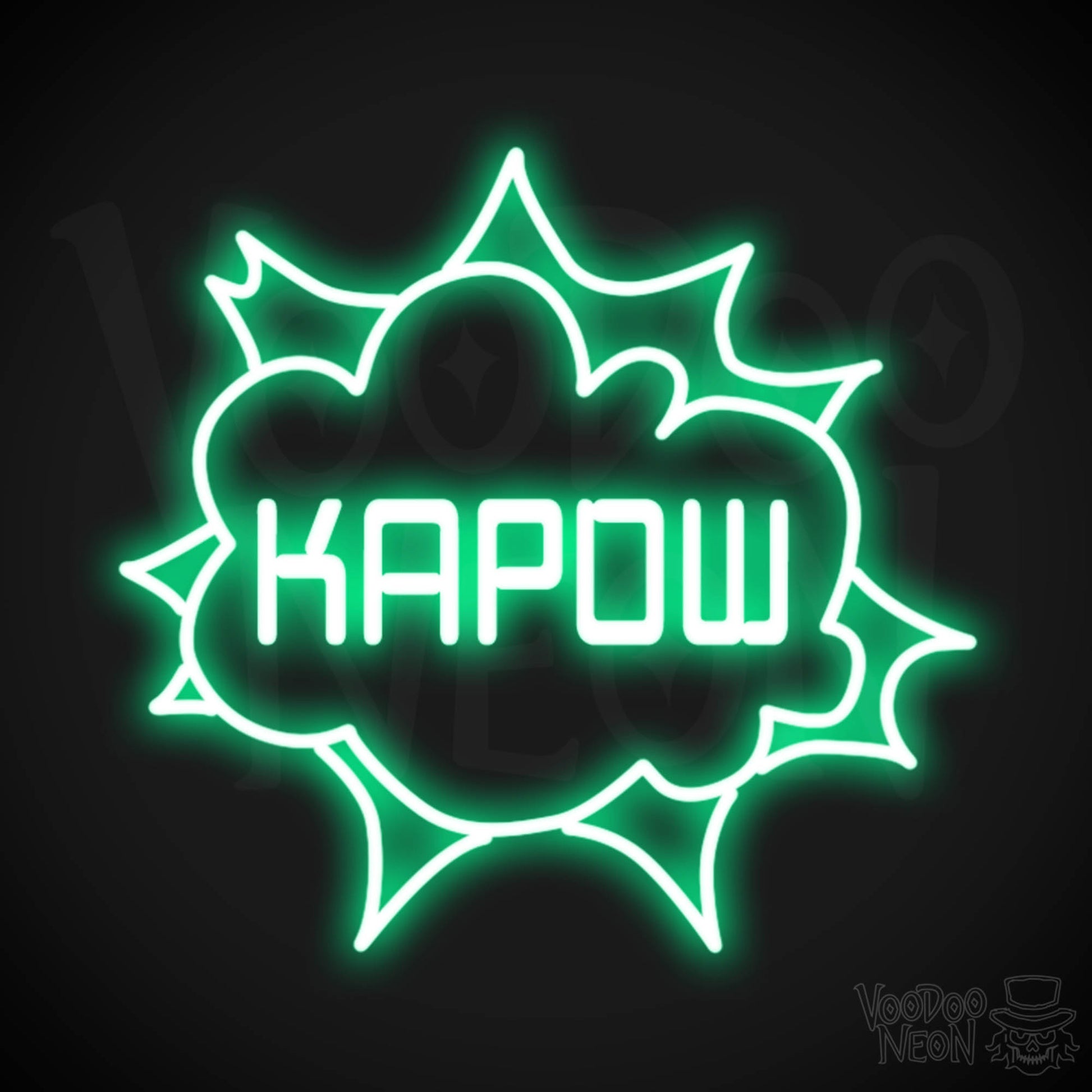 Kapow Neon Sign - Neon Kapow Sign - Wall Art - Color Green