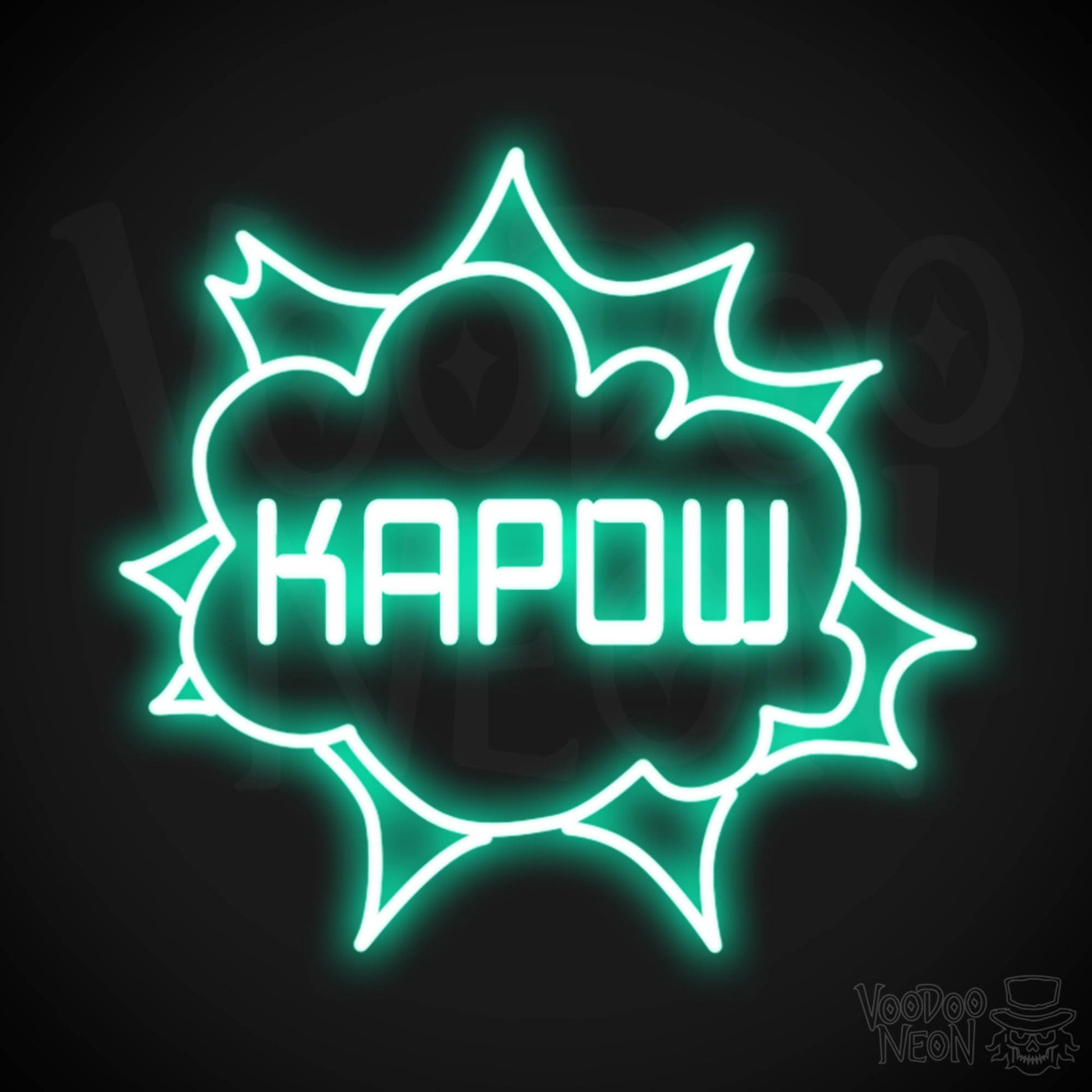 Kapow Neon Sign - Neon Kapow Sign - Wall Art - Color Light Green