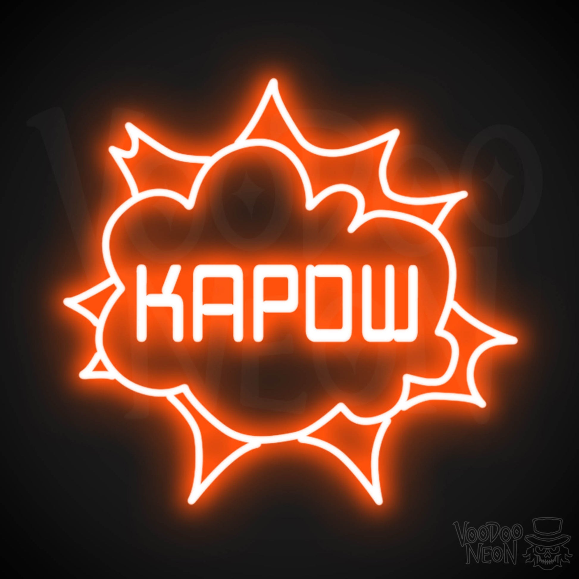 Kapow Neon Sign - Neon Kapow Sign - Wall Art - Color Orange