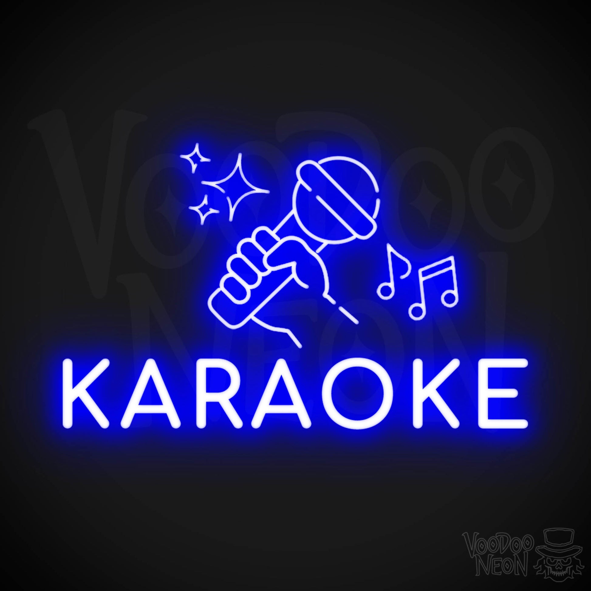 Karaoke Neon Sign - Neon Karaoke Sign - LED Wall Art - Color Dark Blue