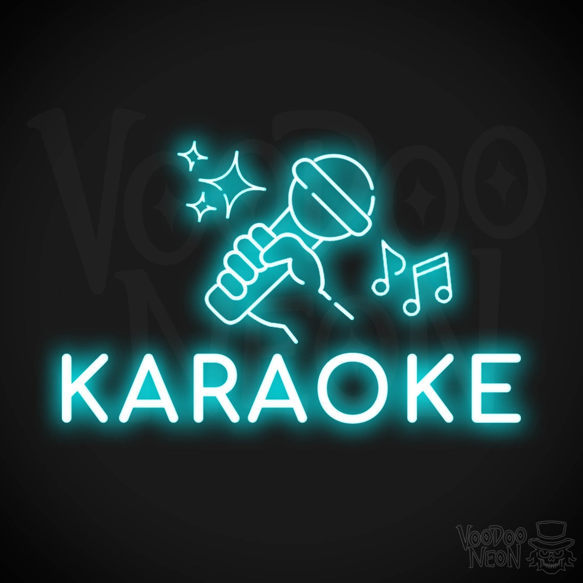 Karaoke Neon Sign - Neon Karaoke Sign - LED Wall Art - Color Ice Blue