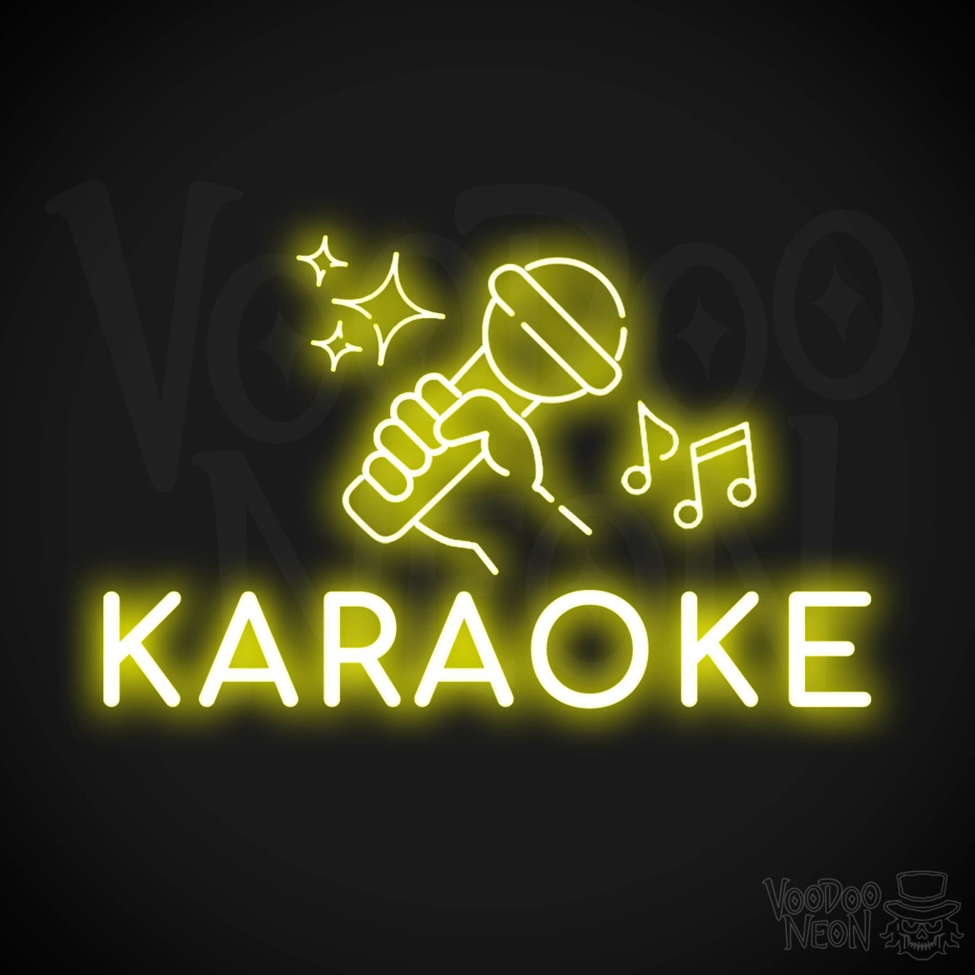 Karaoke Neon Sign - Neon Karaoke Sign - LED Wall Art - Color Yellow