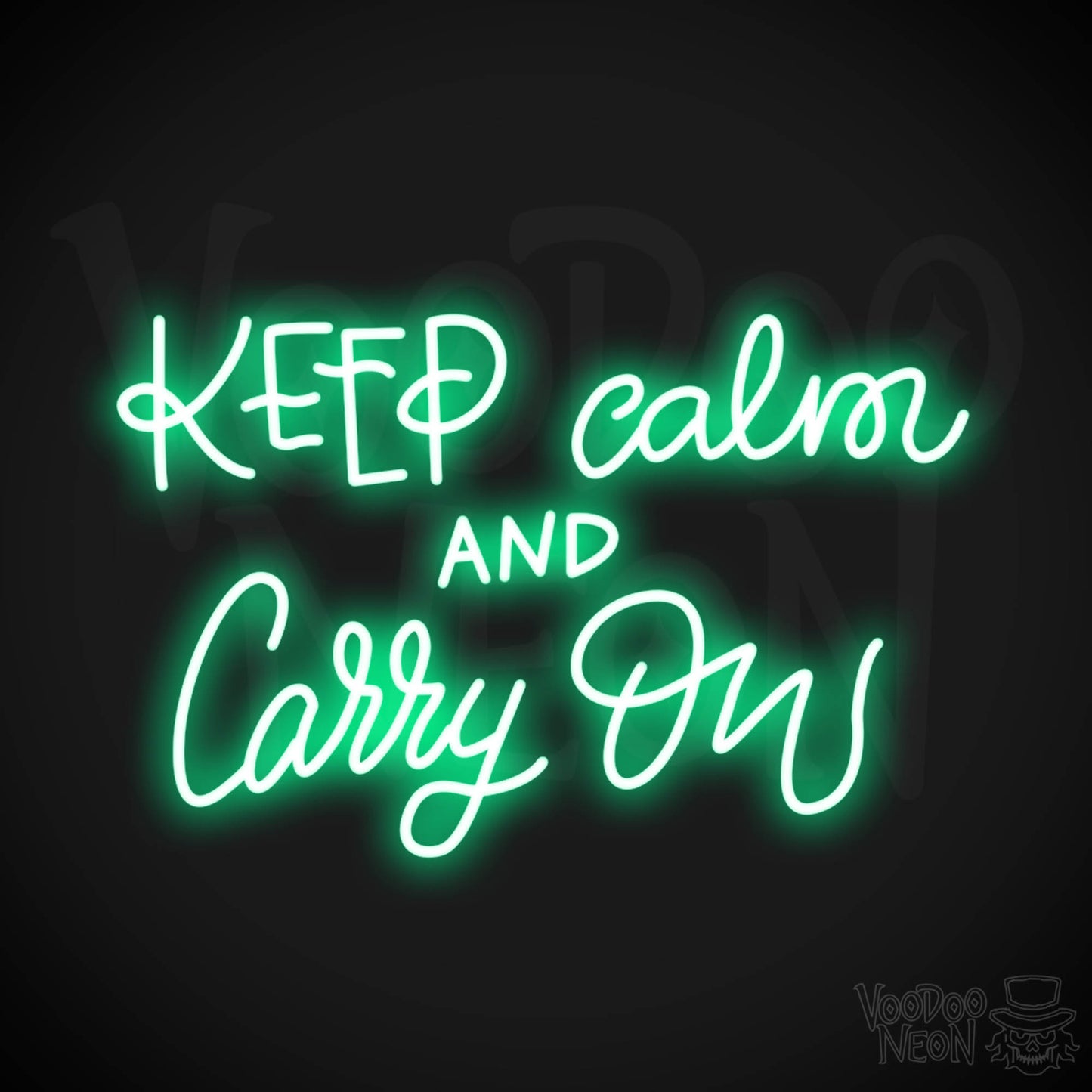Keep Calm And Carry On Sign - Neon Sign - LED Wall Art - Color Green