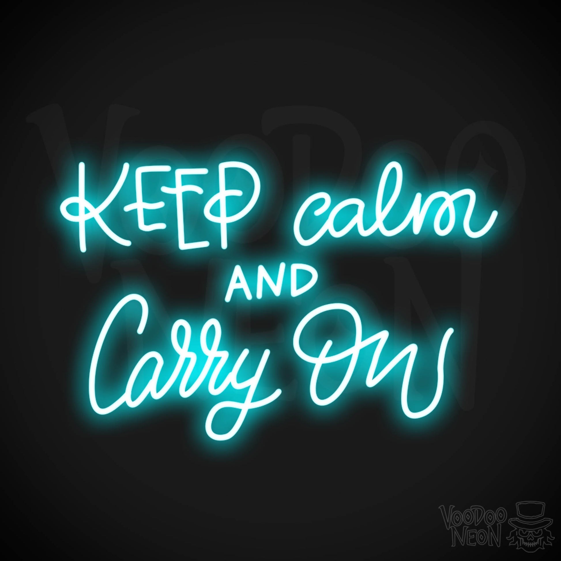 Keep Calm And Carry On Sign - Neon Sign - LED Wall Art - Color Ice Blue