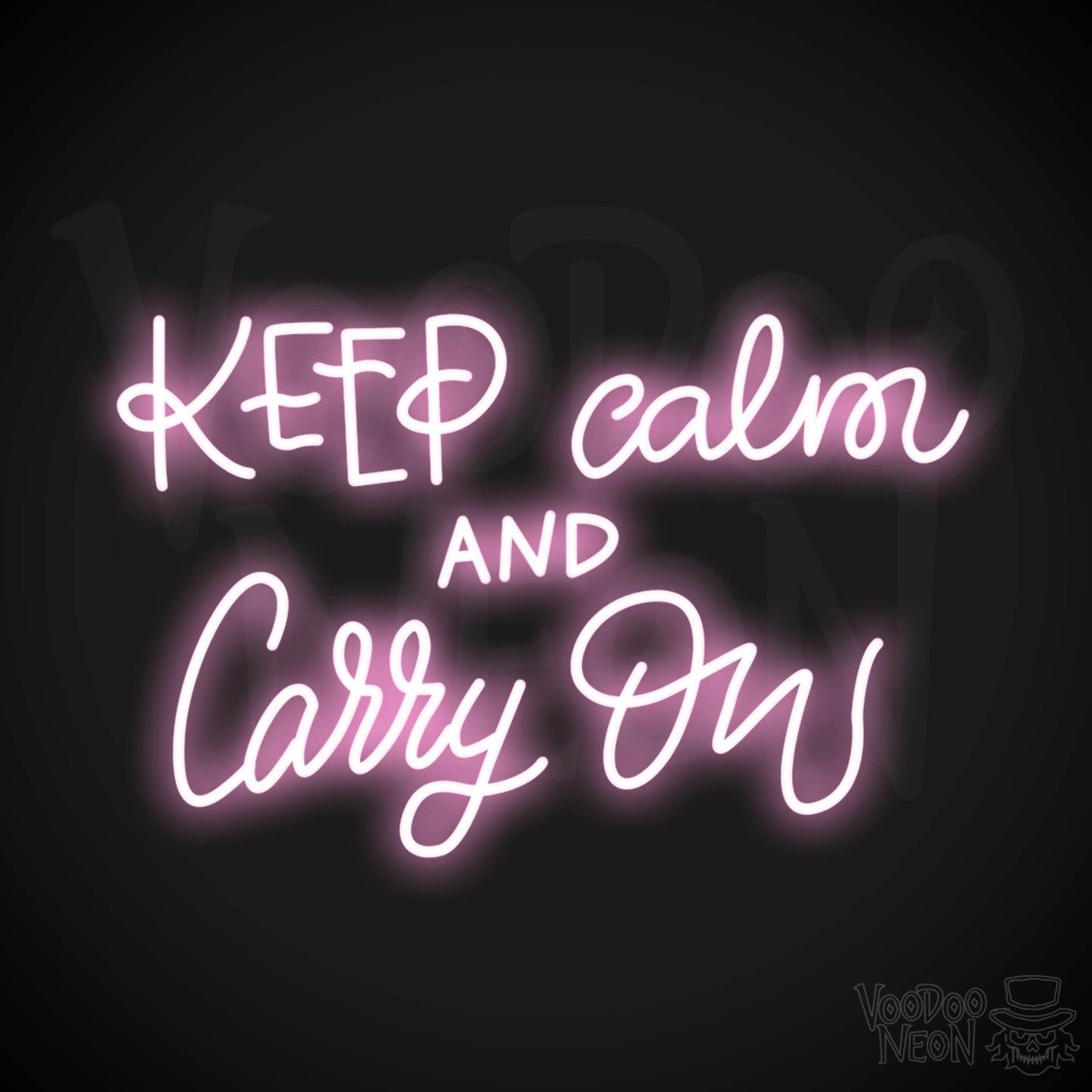 Keep Calm And Carry On Sign - Neon Sign - LED Wall Art - Color Light Pink