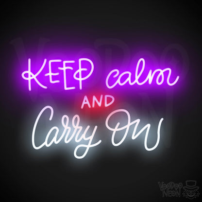 Keep Calm And Carry On Sign - Neon Sign - LED Wall Art - Color Multi-Color