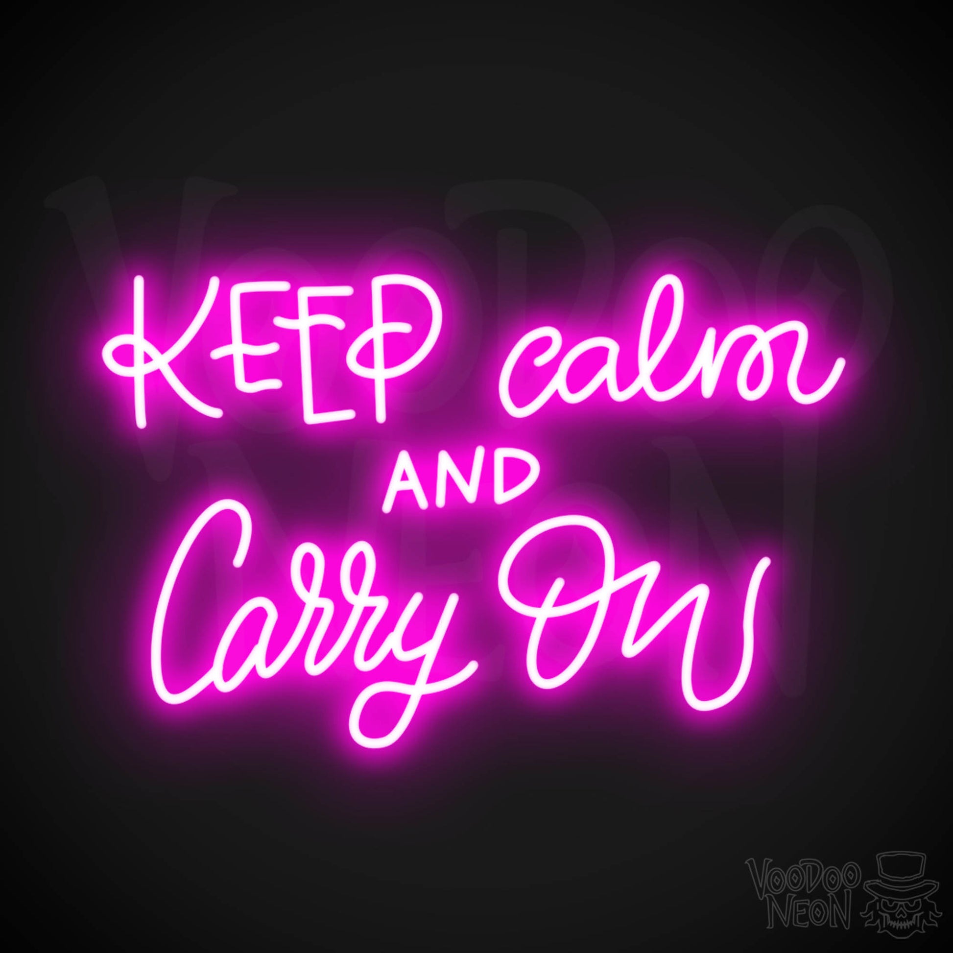 Keep Calm And Carry On Sign - Neon Sign - LED Wall Art - Color Pink
