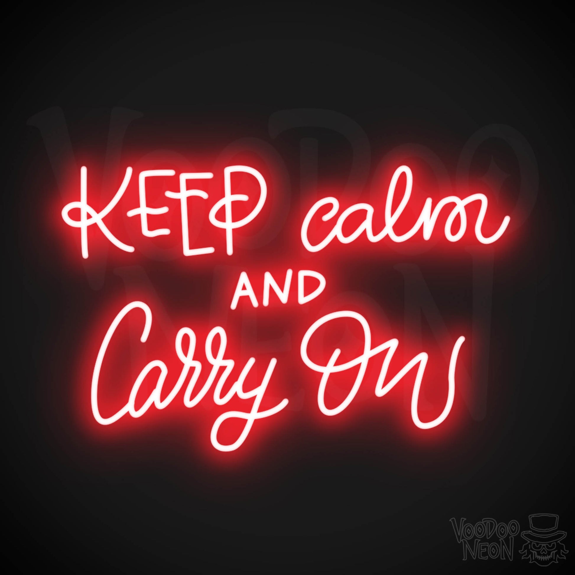 Keep Calm And Carry On Sign - Neon Sign - LED Wall Art - Color Red