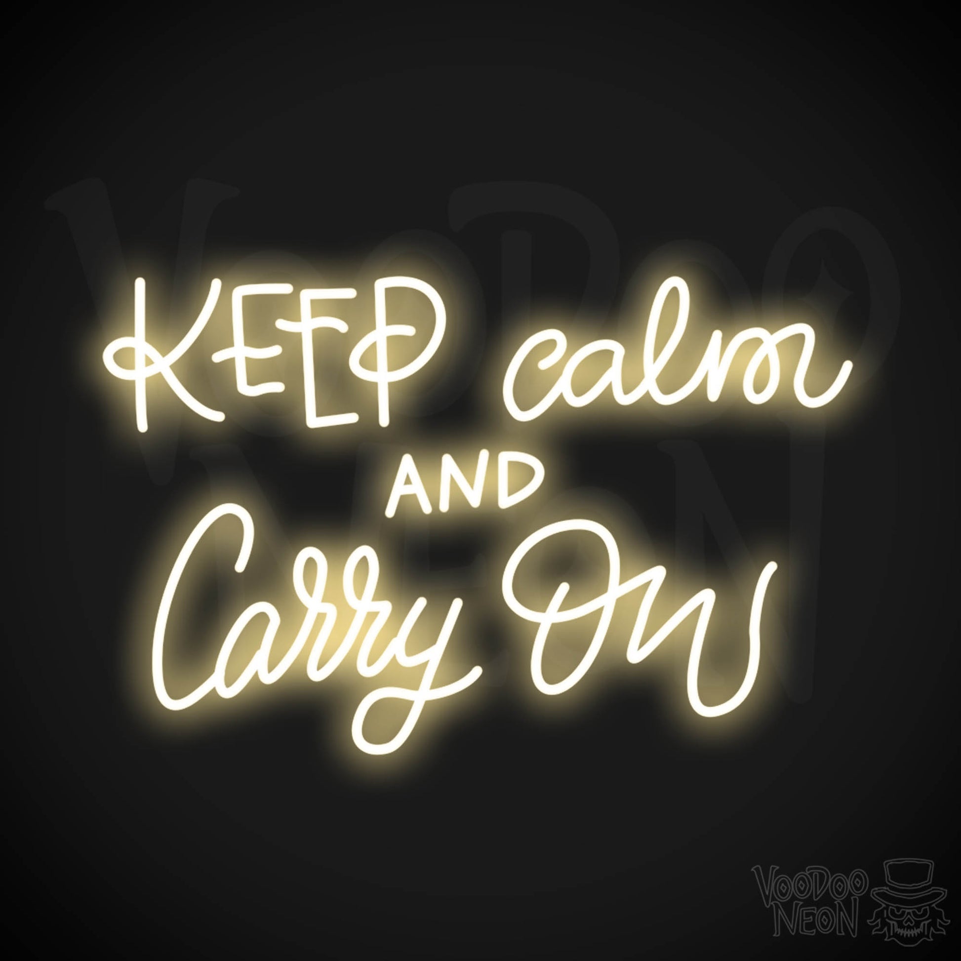 Keep Calm And Carry On Sign - Neon Sign - LED Wall Art - Color Warm White