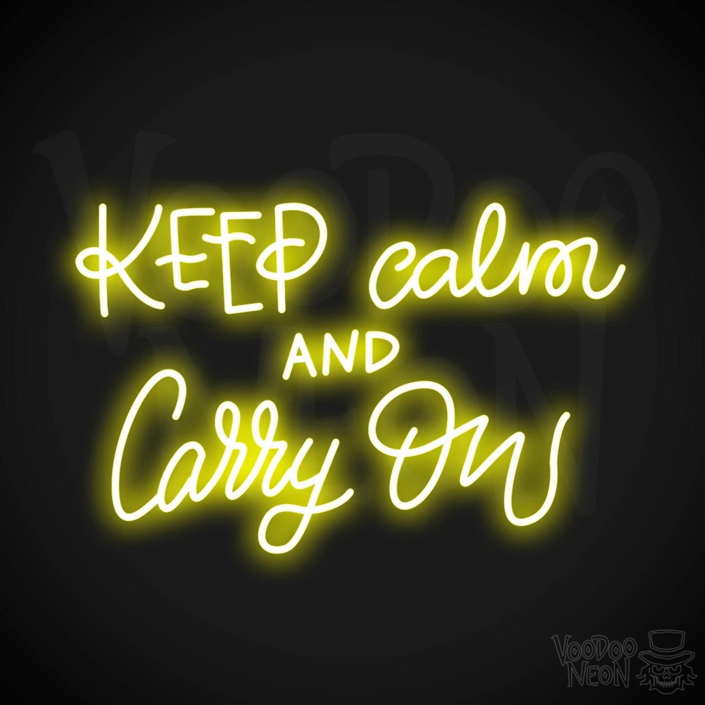 Keep Calm And Carry On Sign - Neon Sign - LED Wall Art - Color Yellow