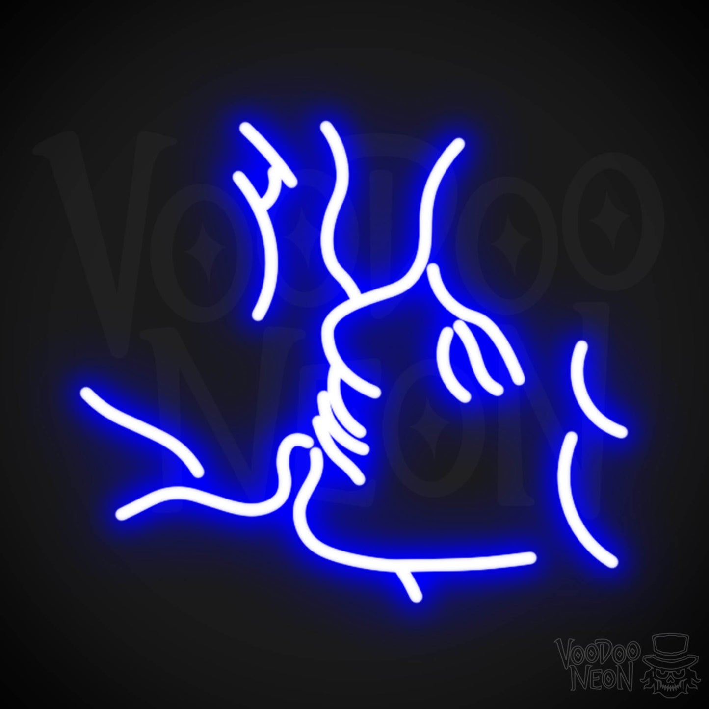 Kiss Neon Sign - Neon Kiss Sign - Kissing LED Sign - Color Dark Blue