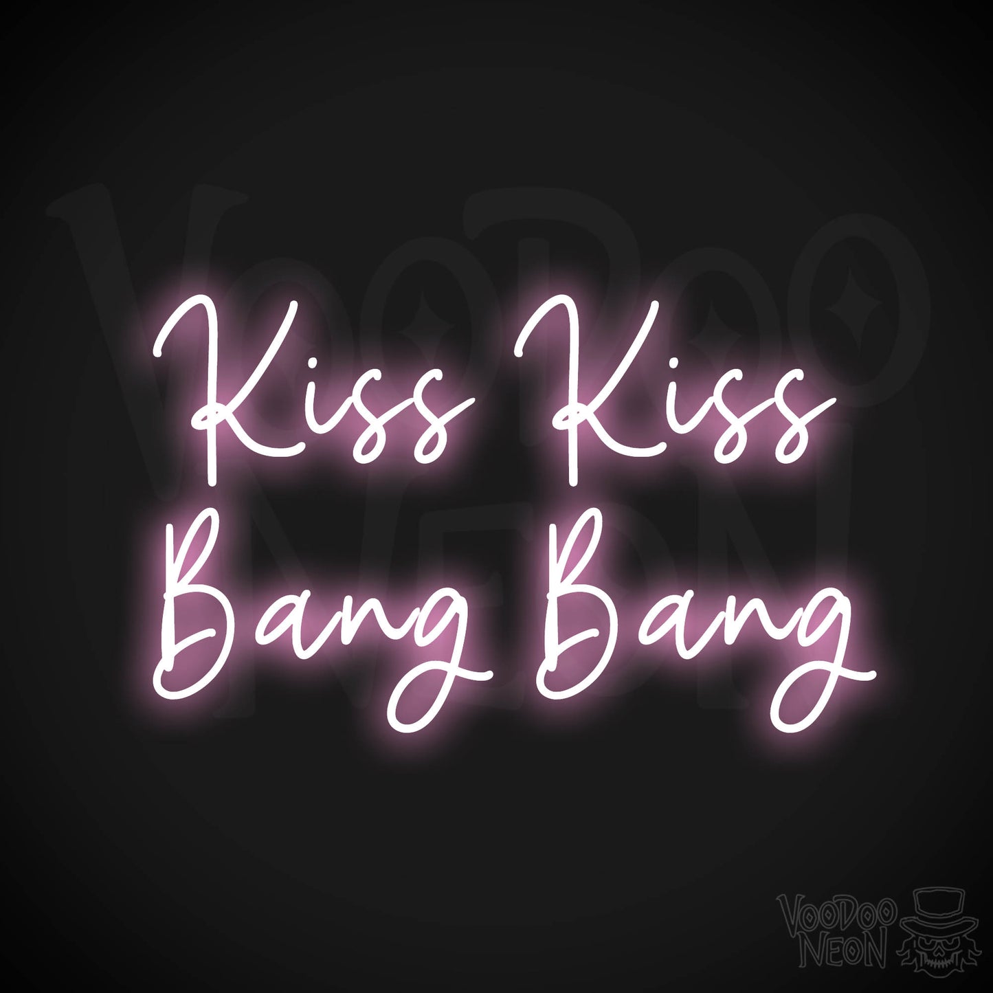 Kiss Kiss Bang Bang Neon Sign - Light Pink