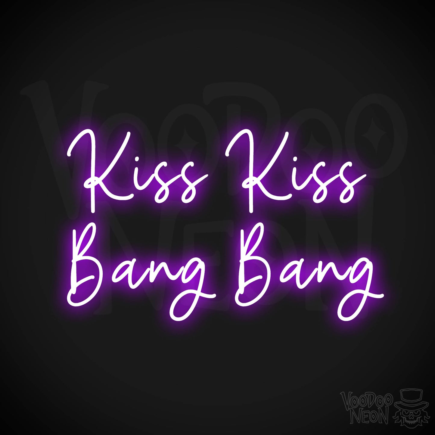 Kiss Kiss Bang Bang Neon Sign - Purple