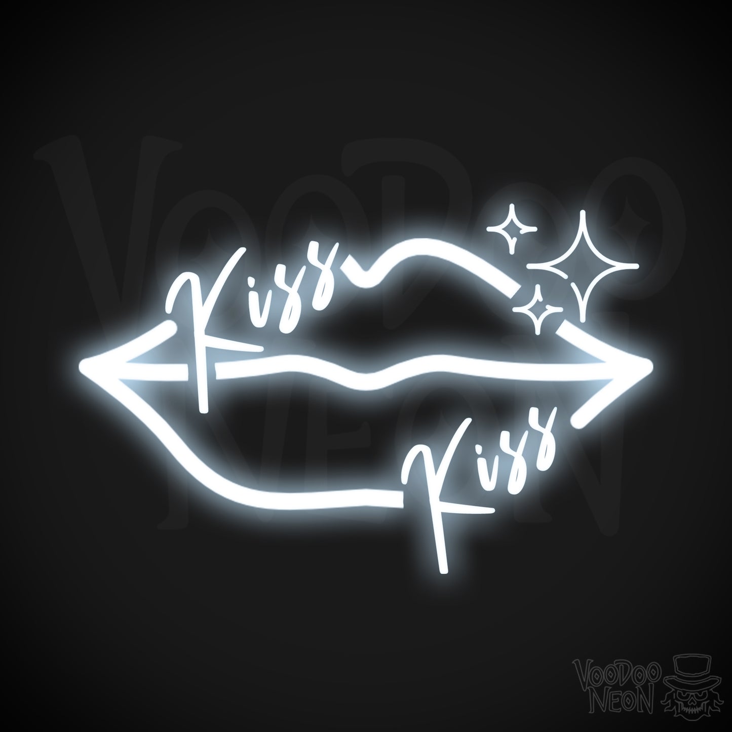 Kiss Neon Sign - Neon Kiss Sign - Kiss LED Neon Wall Art - Color Cool White