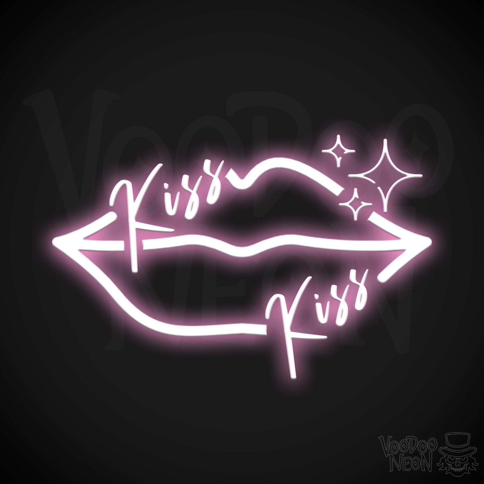 Kiss Neon Sign - Neon Kiss Sign - Kiss LED Neon Wall Art - Color Light Pink