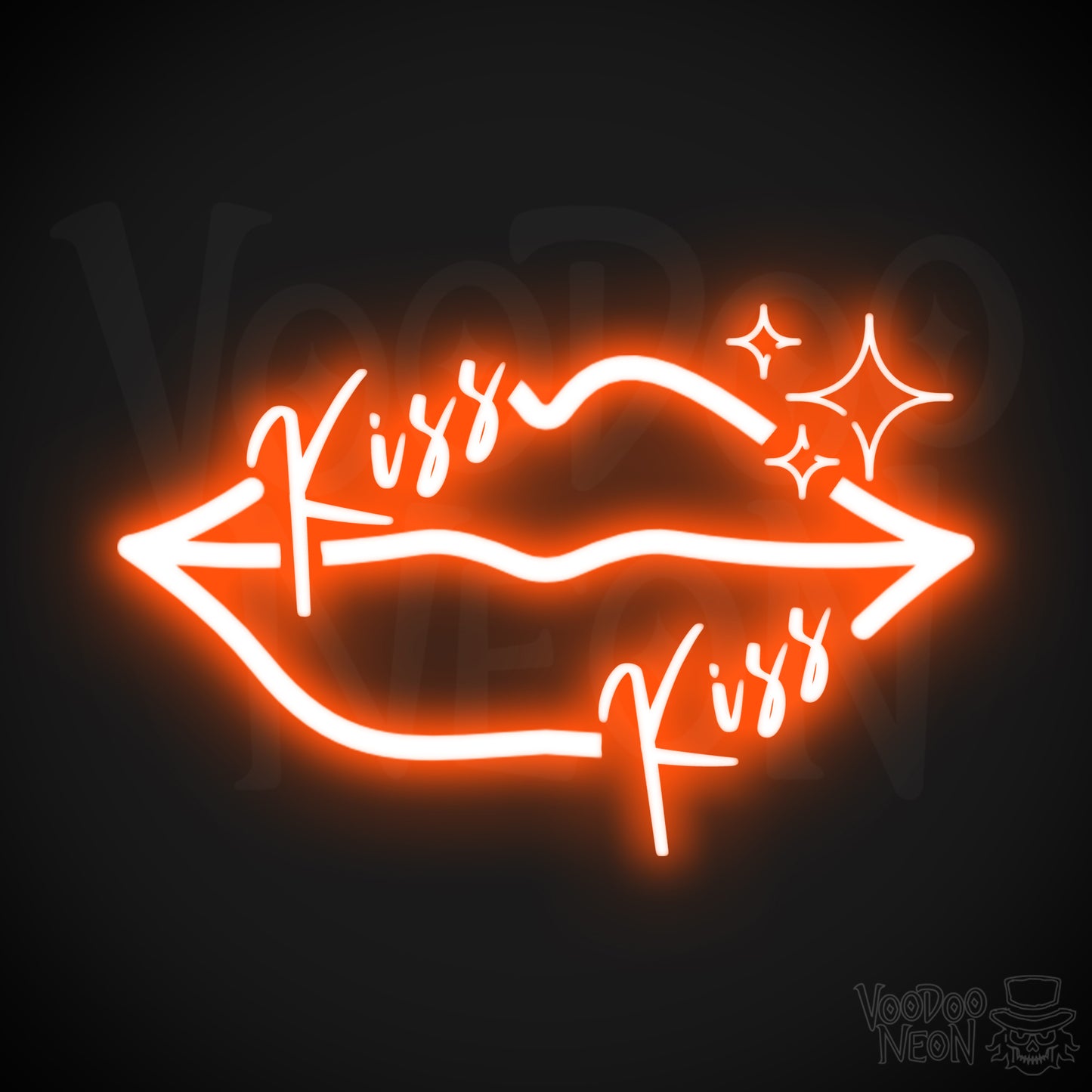 Kiss Neon Sign - Neon Kiss Sign - Kiss LED Neon Wall Art - Color Orange