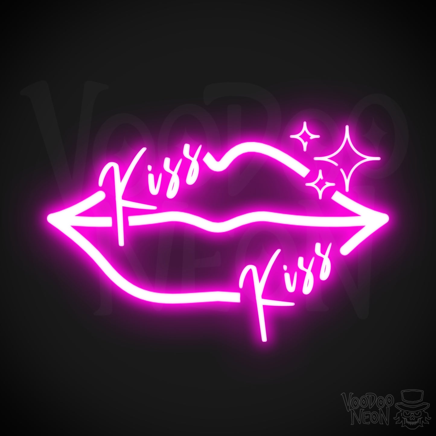 Kiss Neon Sign - Neon Kiss Sign - Kiss LED Neon Wall Art - Color Pink