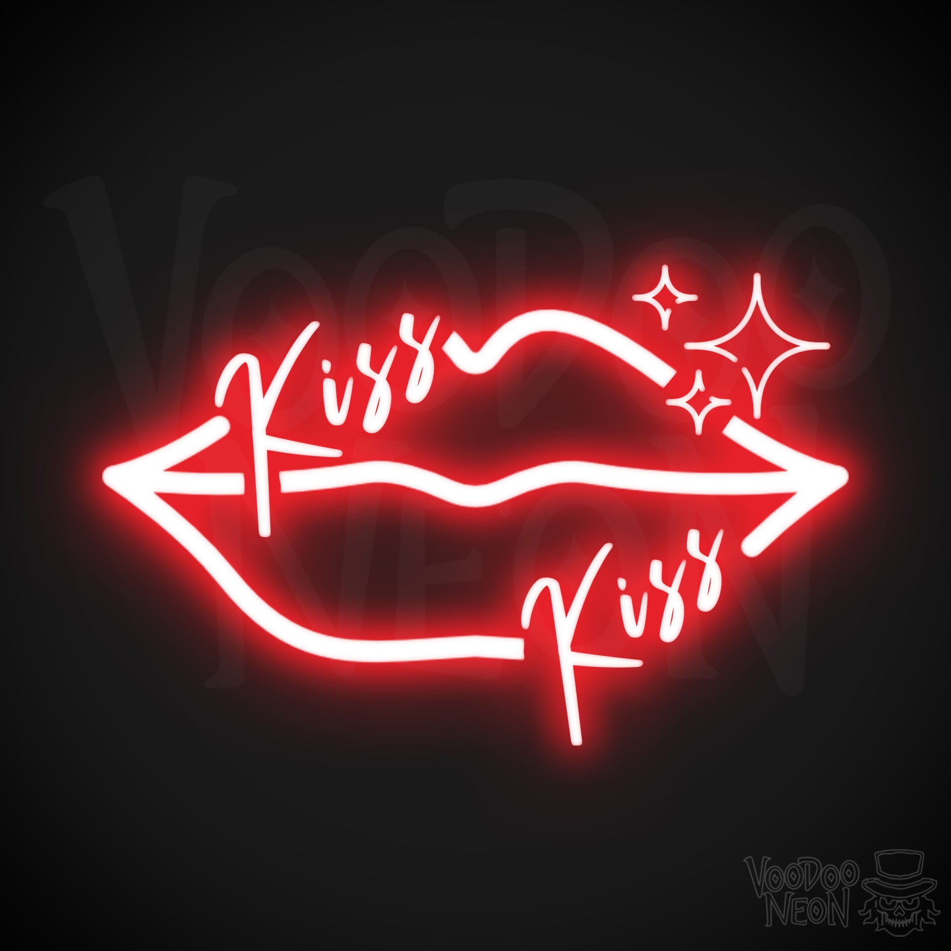 Kiss Neon Sign - Neon Kiss Sign - Kiss LED Neon Wall Art - Color Red