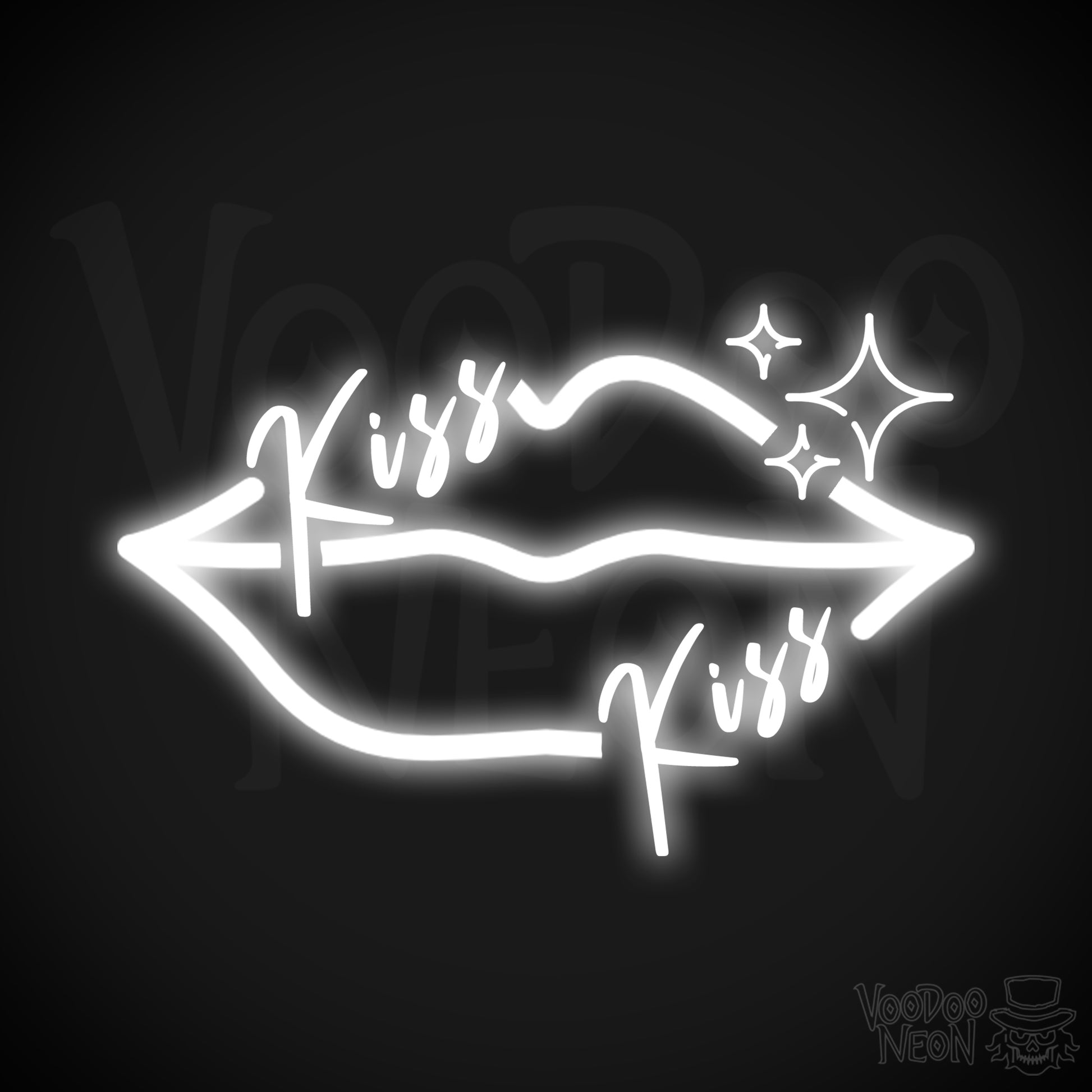 Kiss Neon Sign - Neon Kiss Sign - Kiss LED Neon Wall Art - Color White