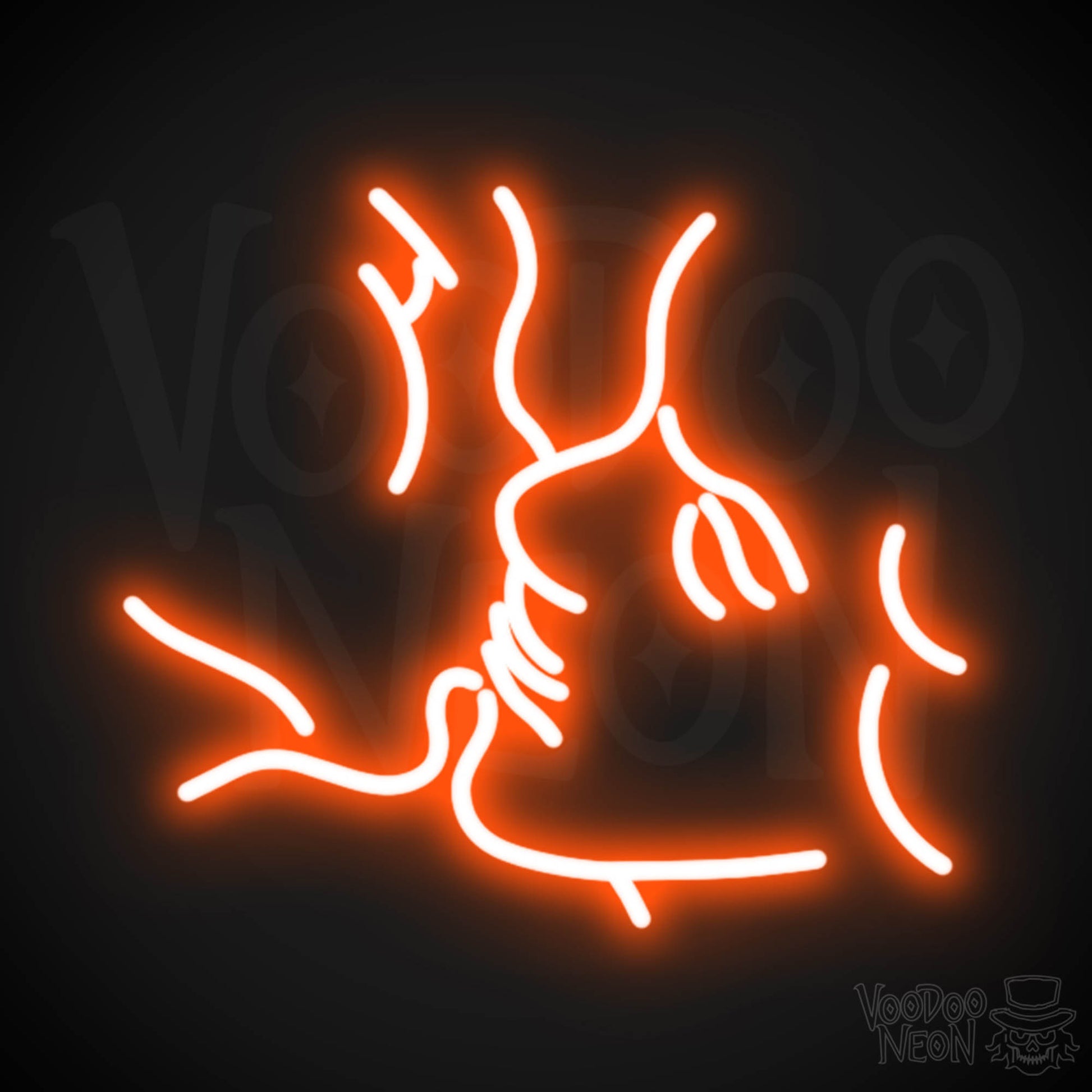 Kiss Neon Sign - Neon Kiss Sign - Kissing LED Sign - Color Orange